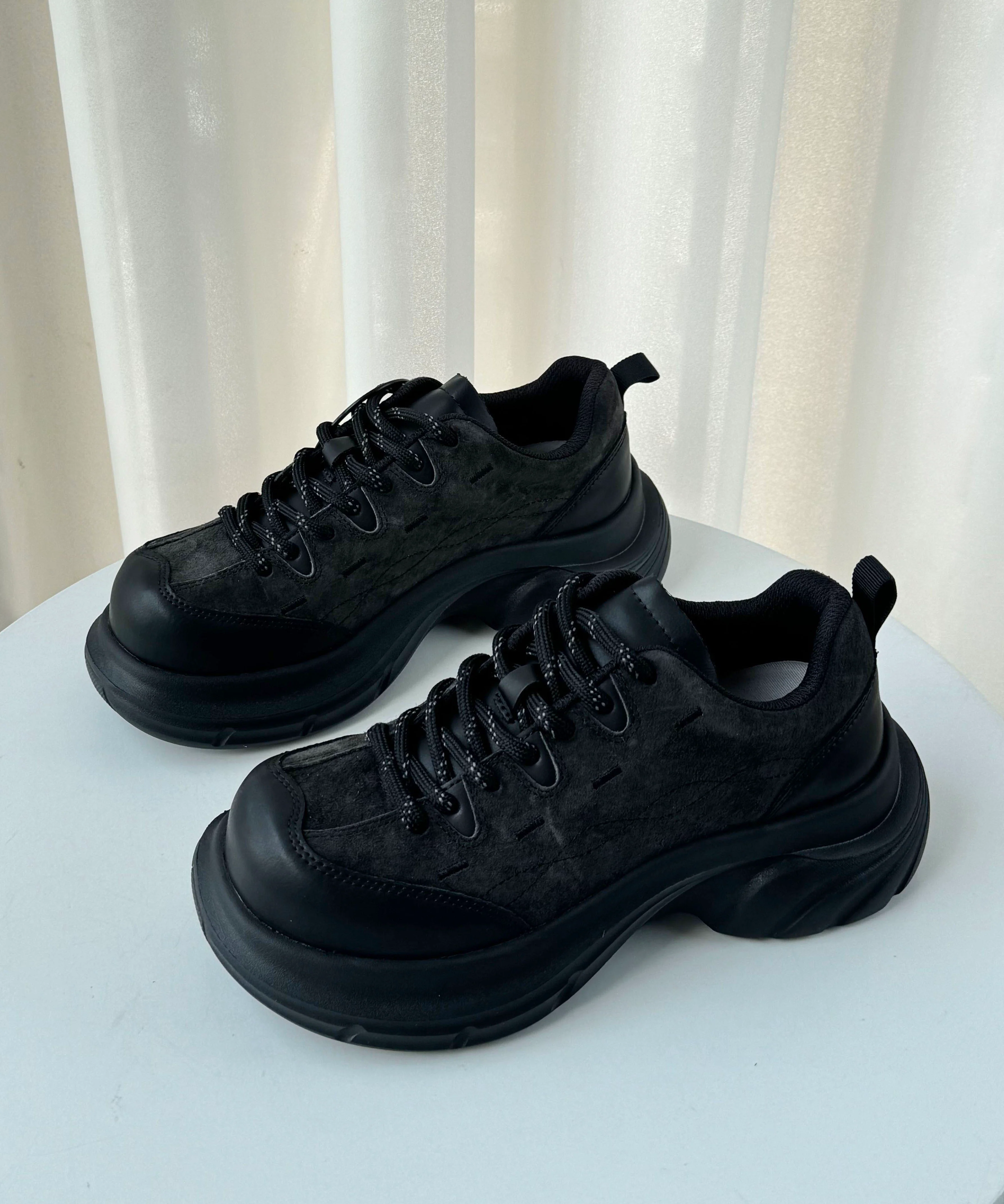 Casual Yellow Lace Up Suede Splicing Platform Flat Shoes