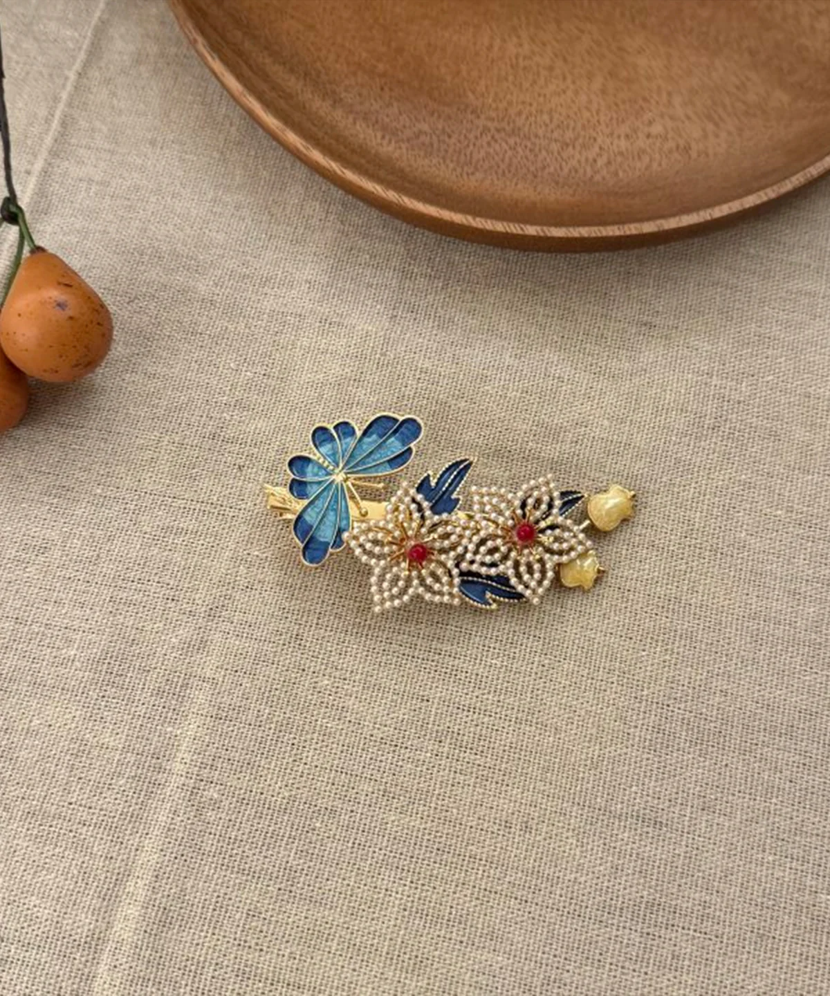 Chinese Style RainbowAncient Gold Floral Butterfly Hairpin