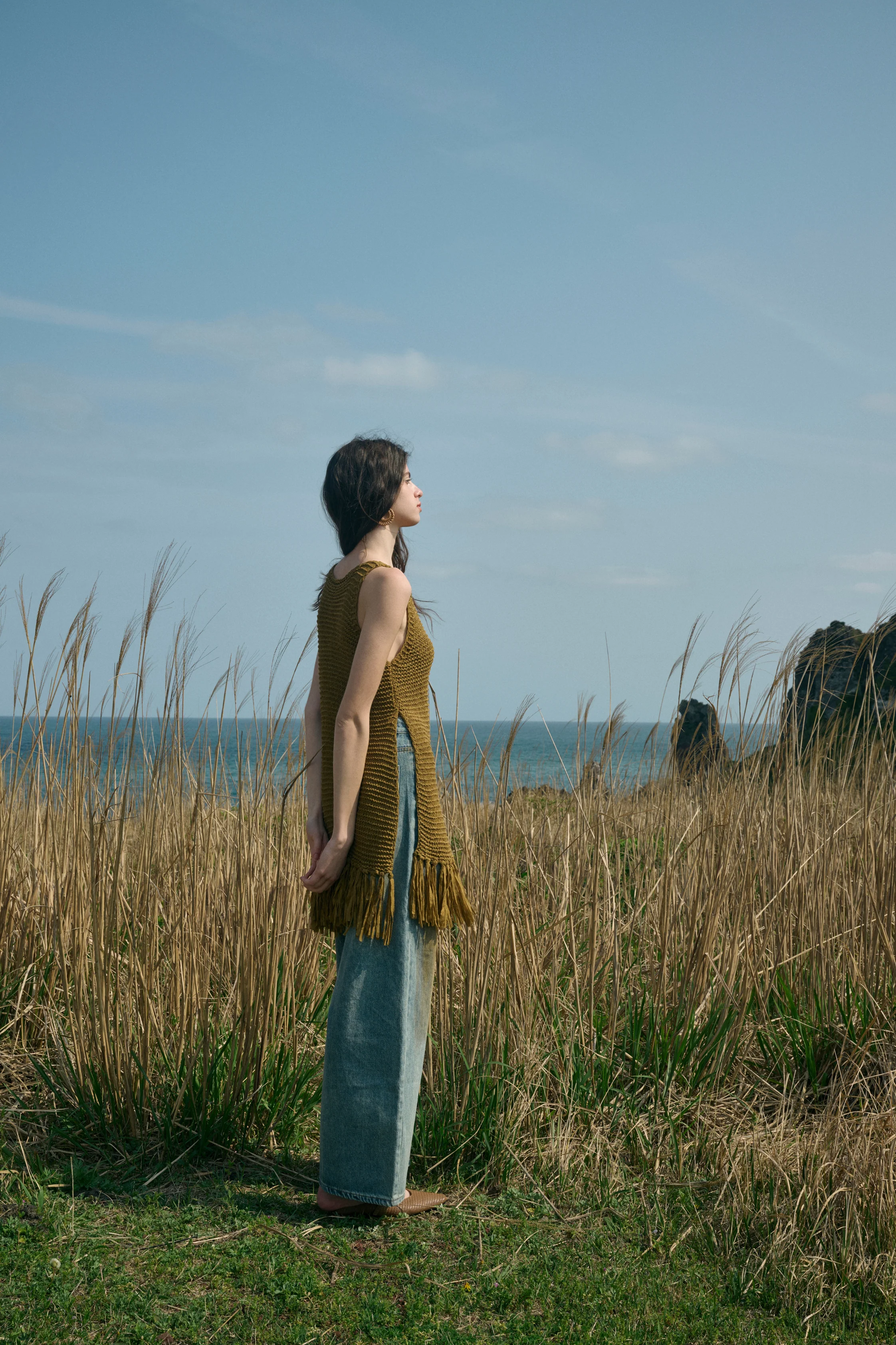 Fringed side slit vest