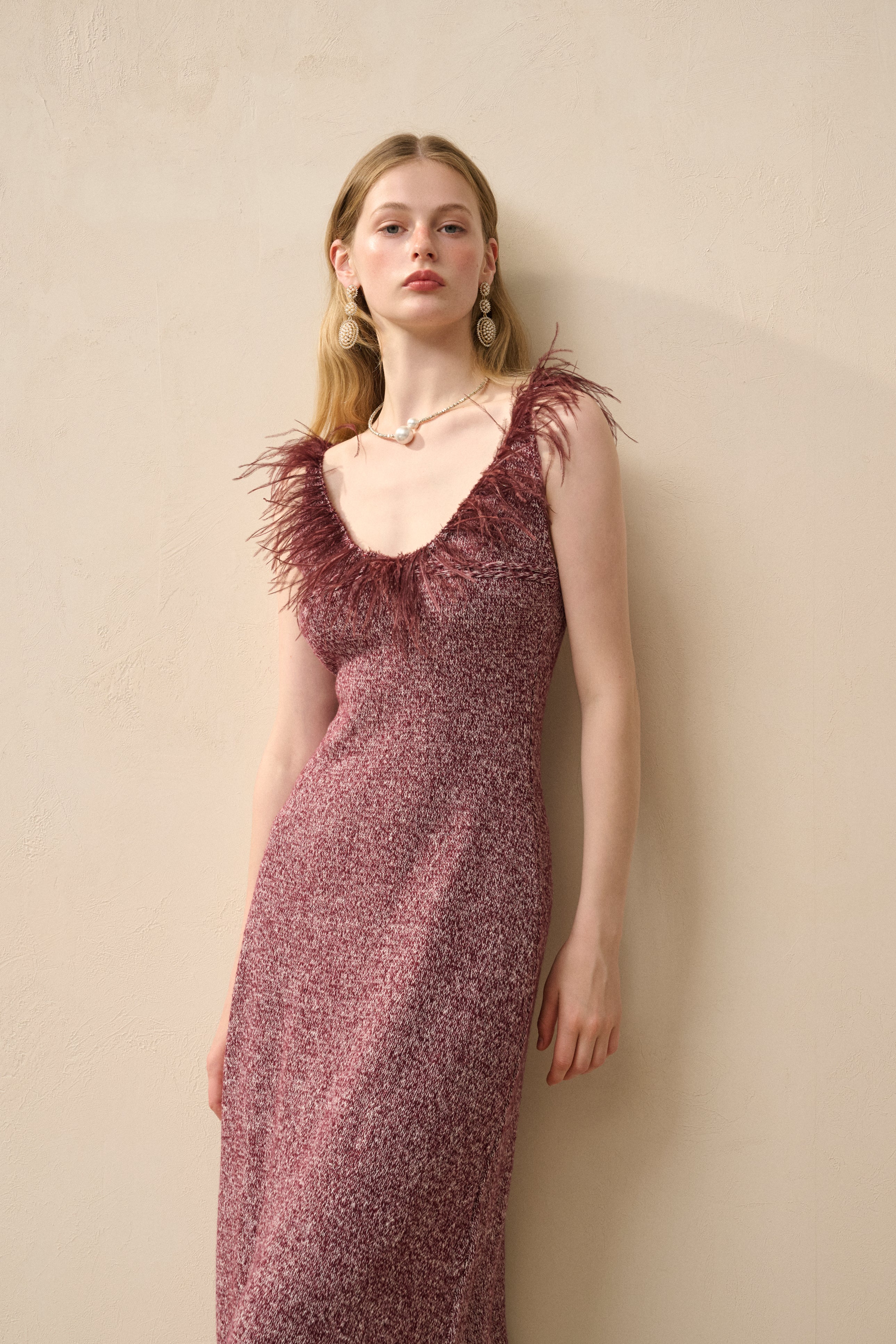 Scoop neck cotton wool dress