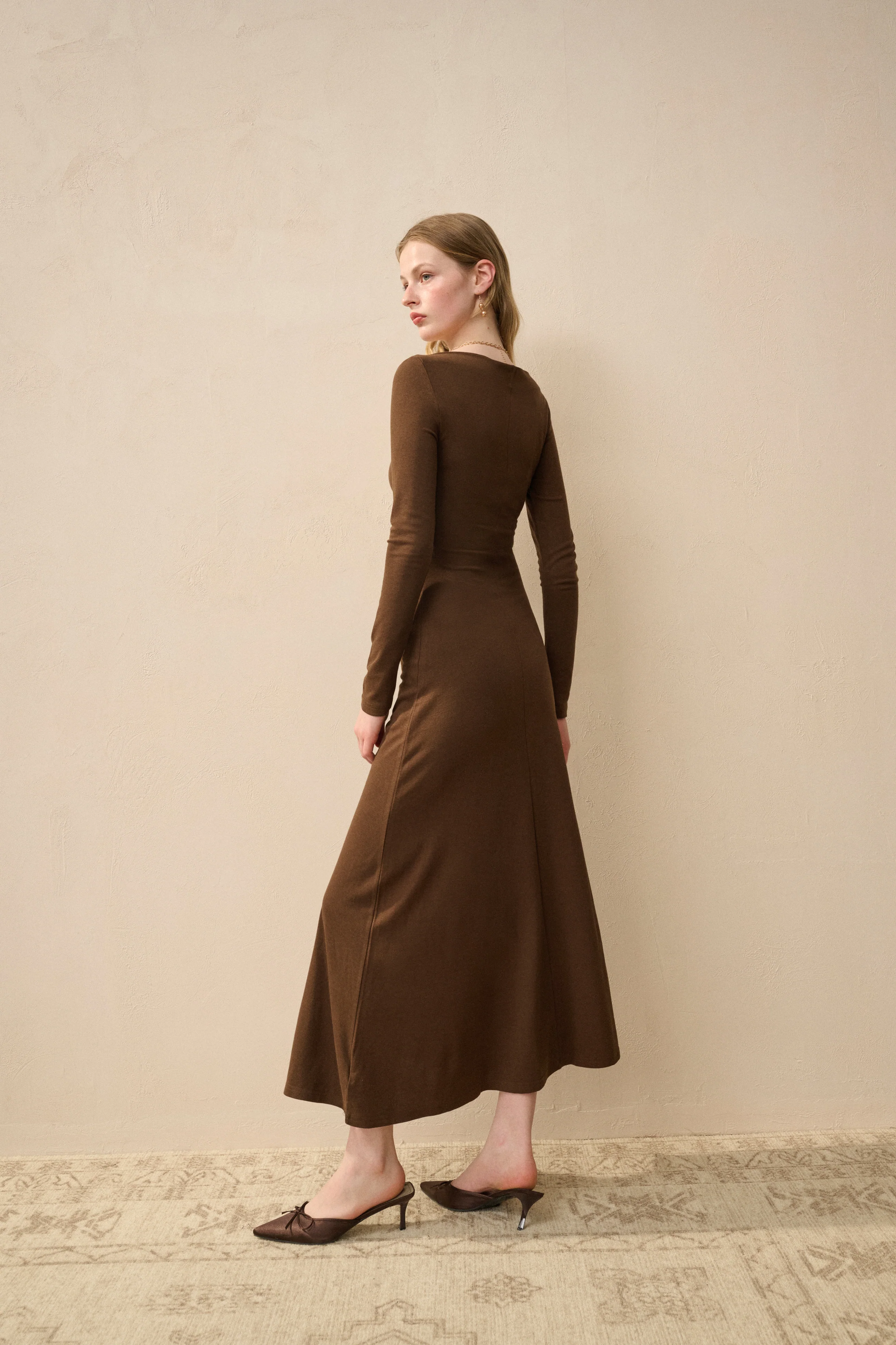 Long sleeve fit and flare dress