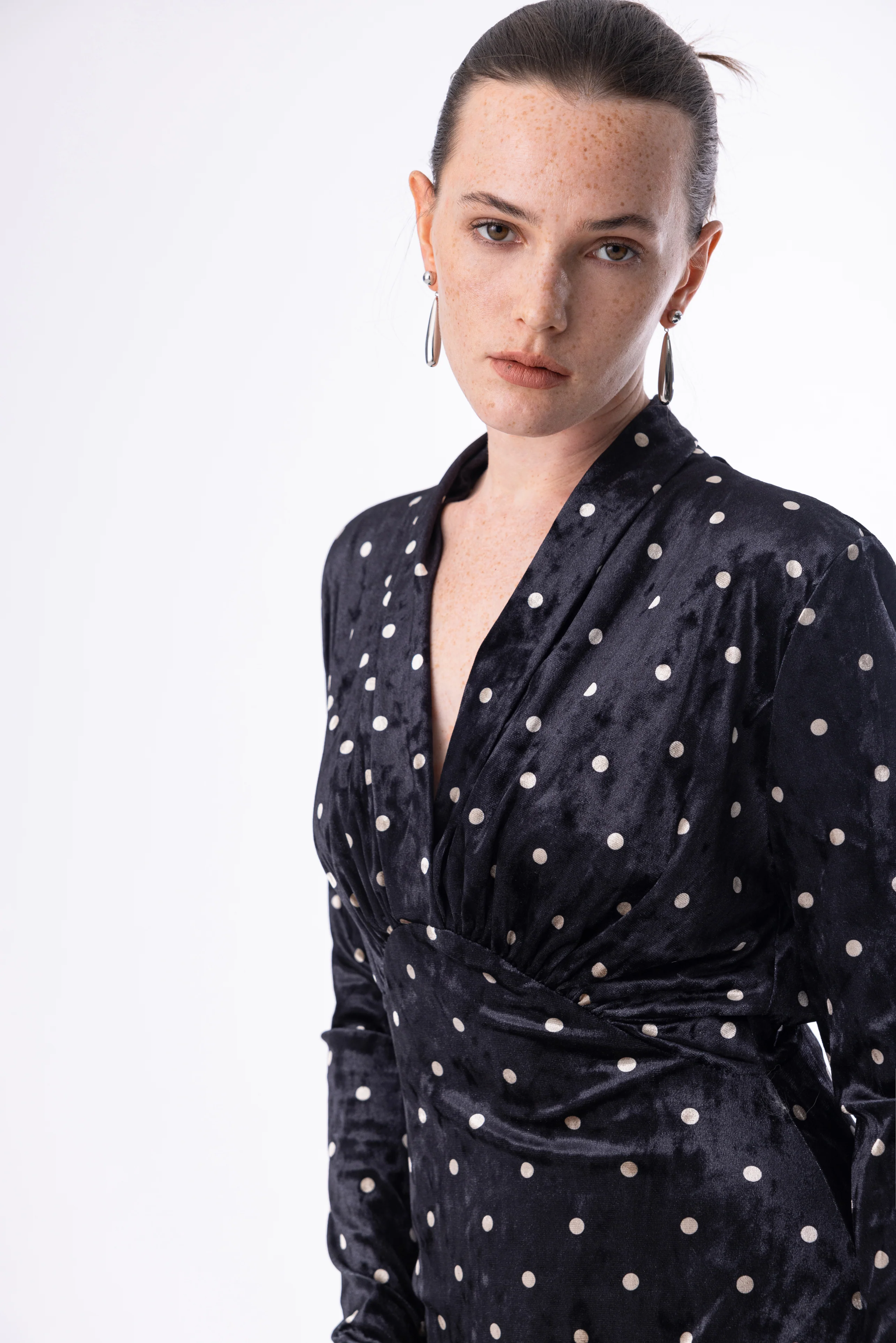 Velvet polka dot dress