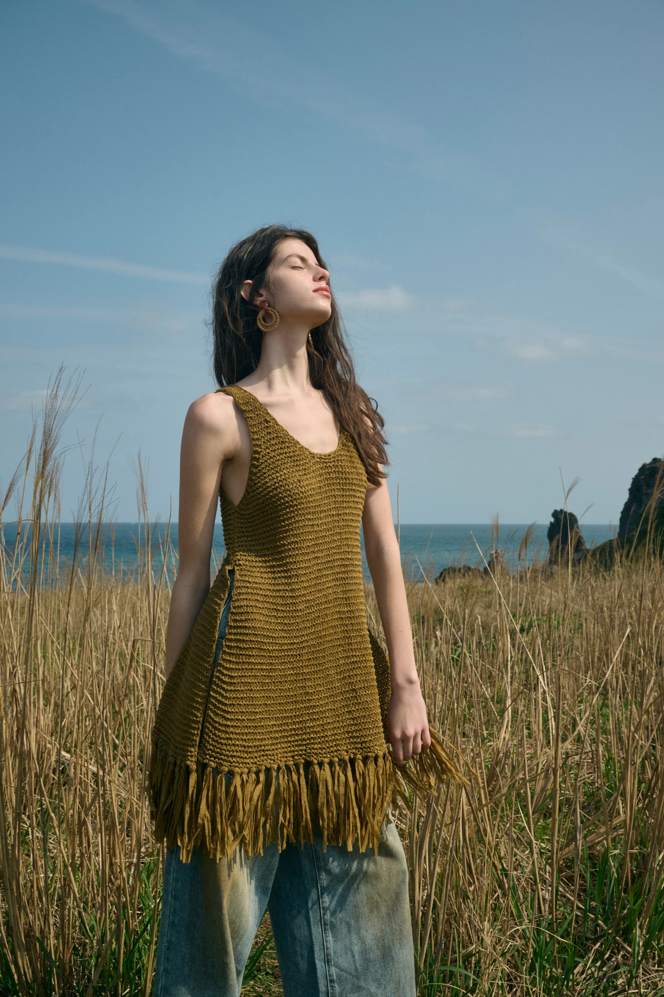 Fringed side slit vest