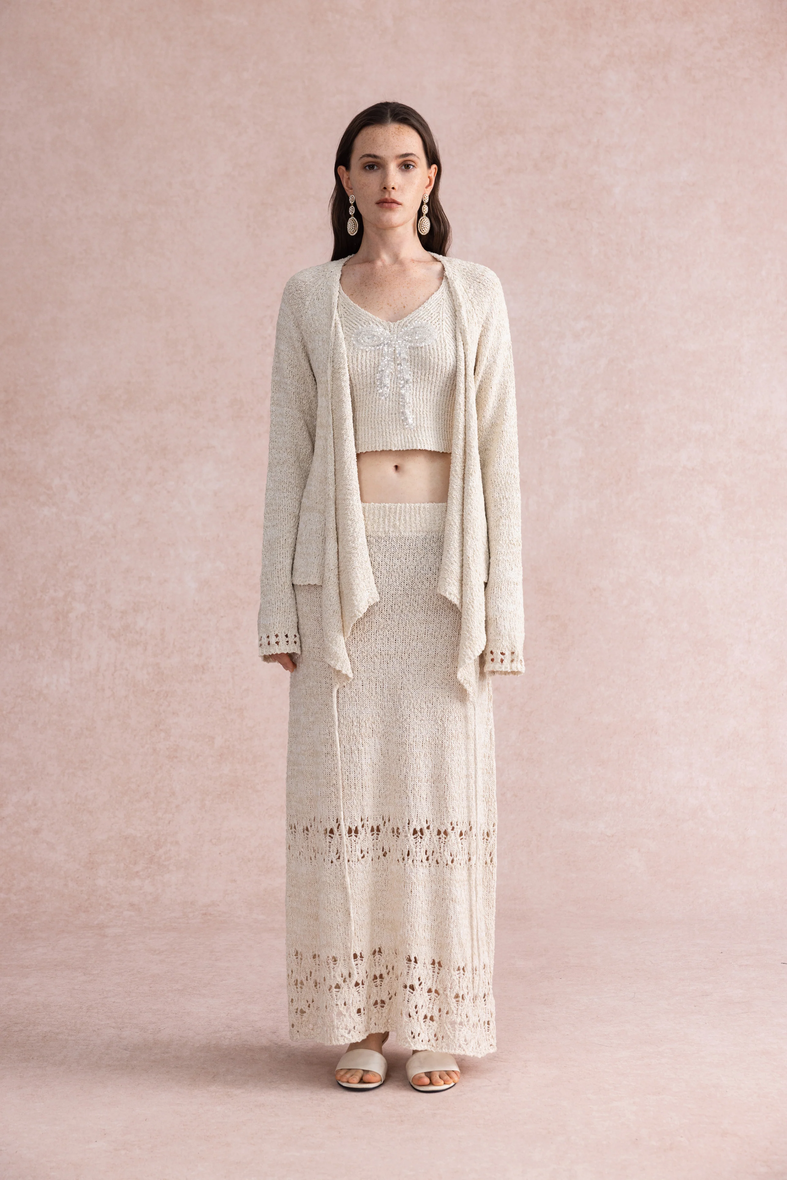Lightweight openwork maxi skirt