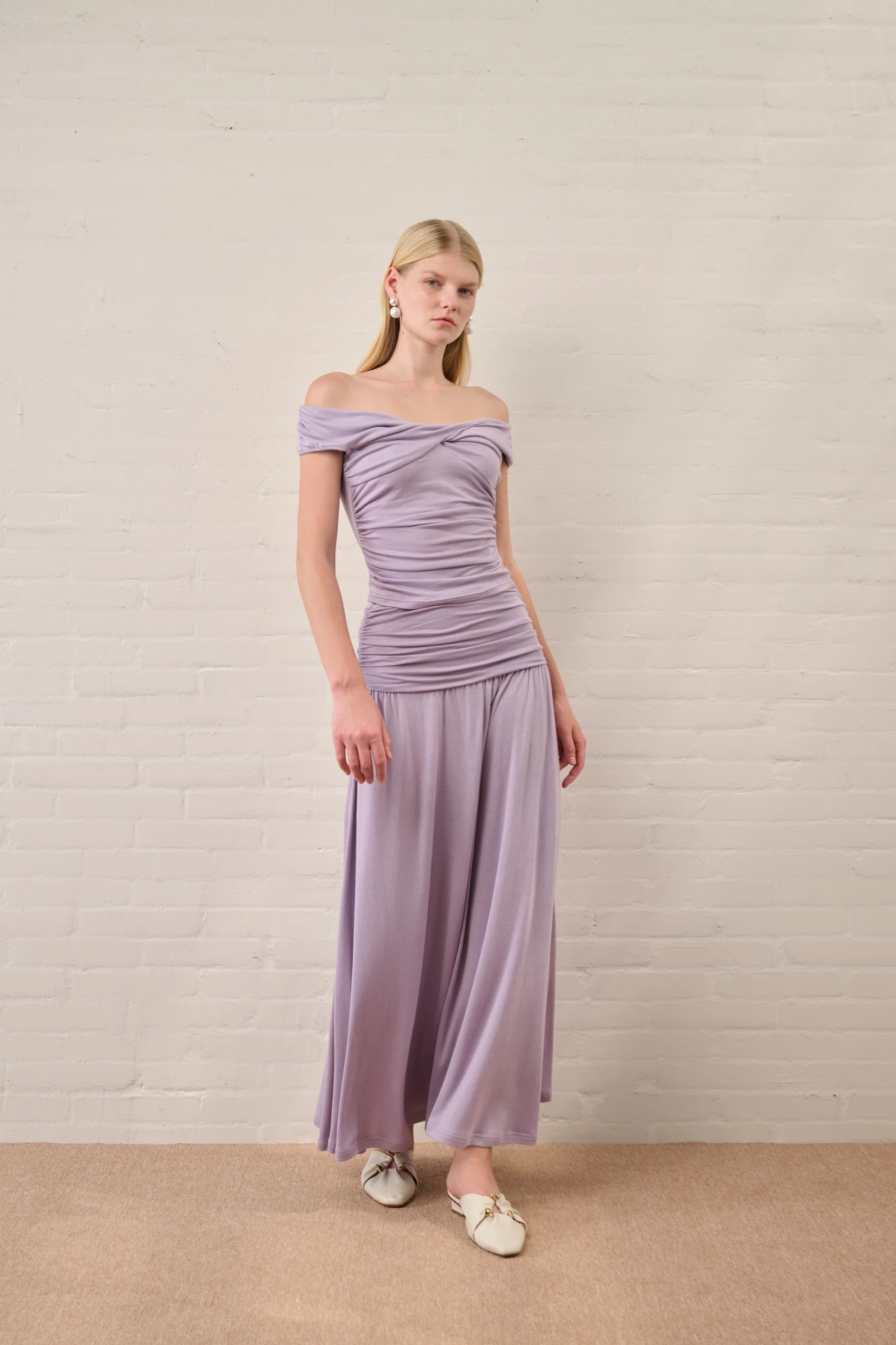 Ruched waist maxi skirt