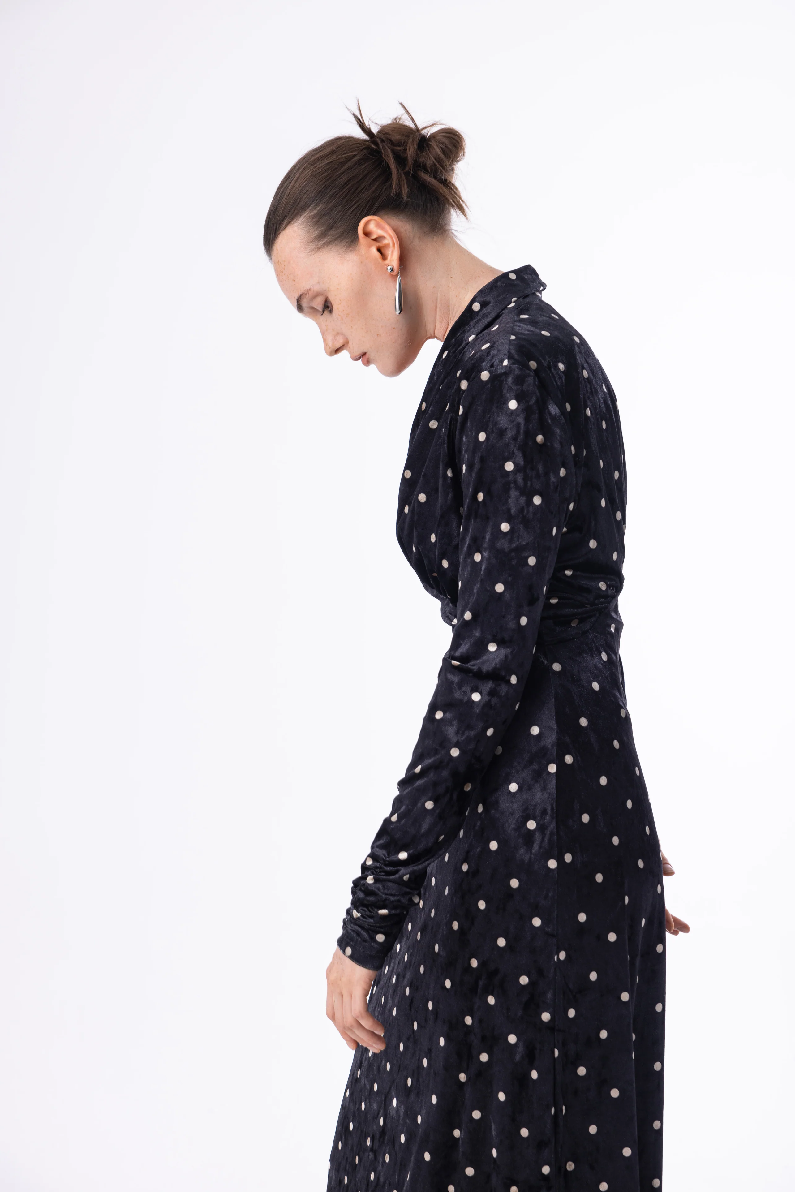 Velvet polka dot dress