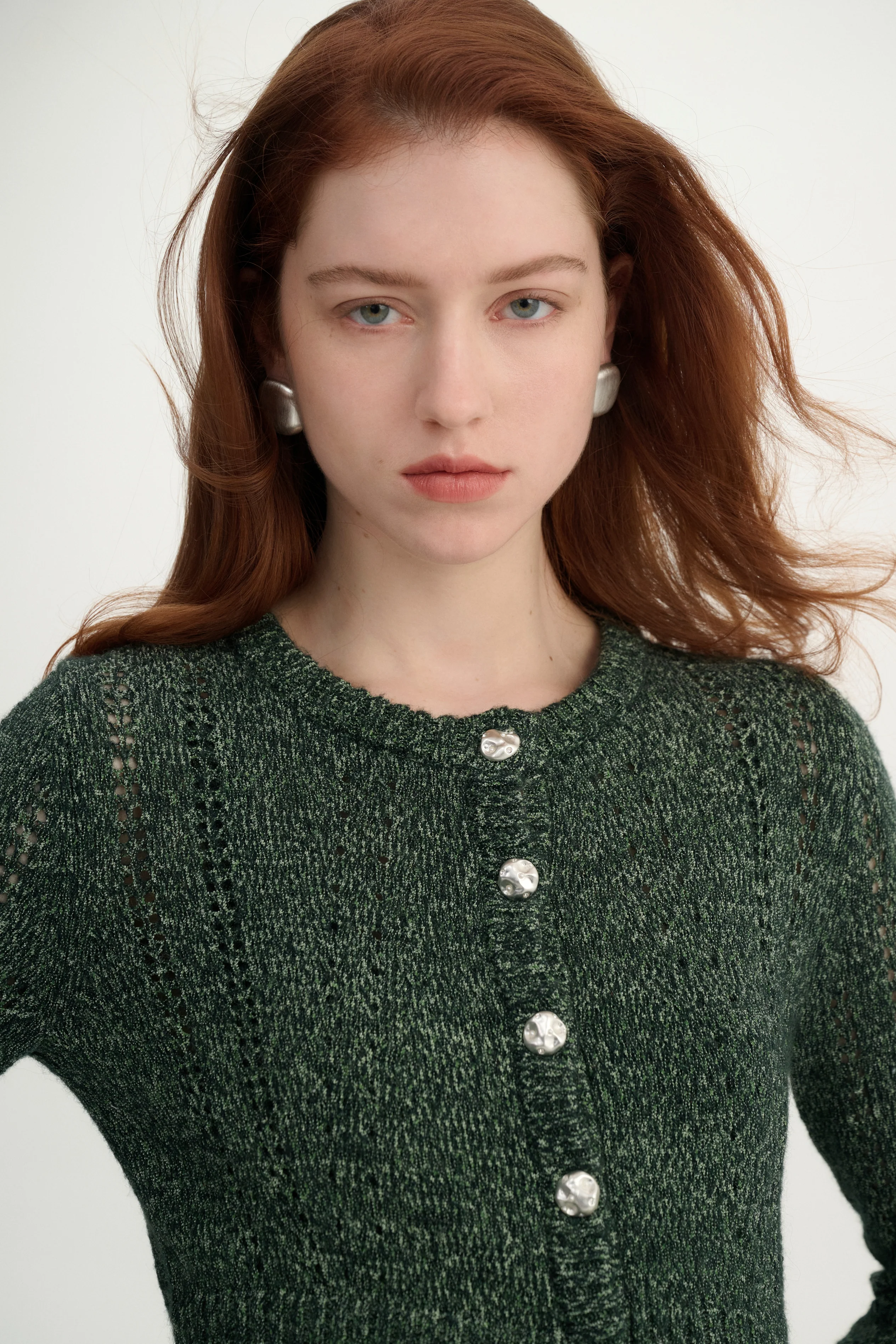 Pointelle cropped cardigan