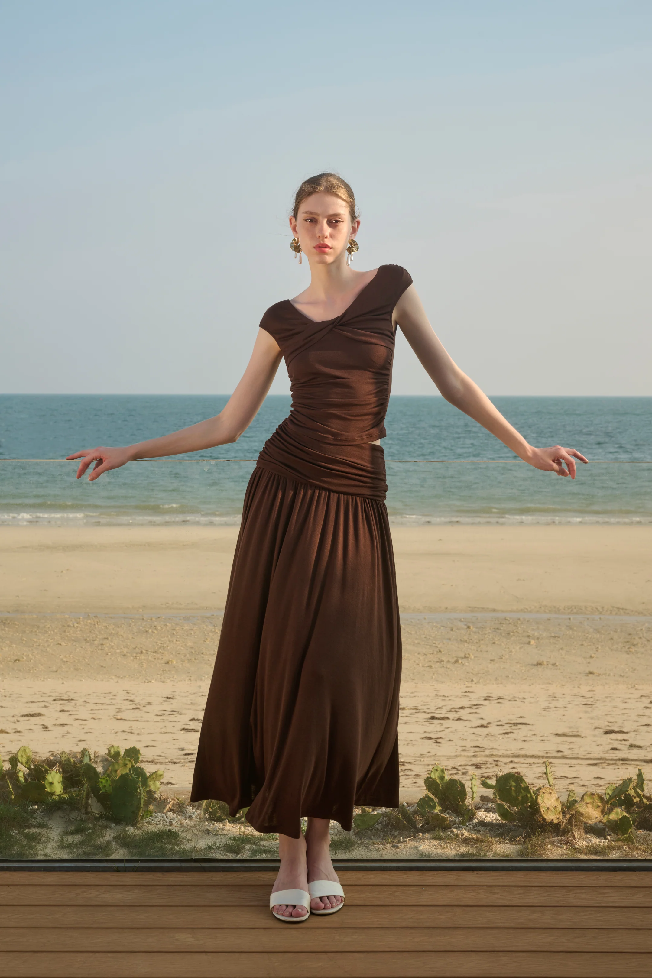 V neck ruched waist top