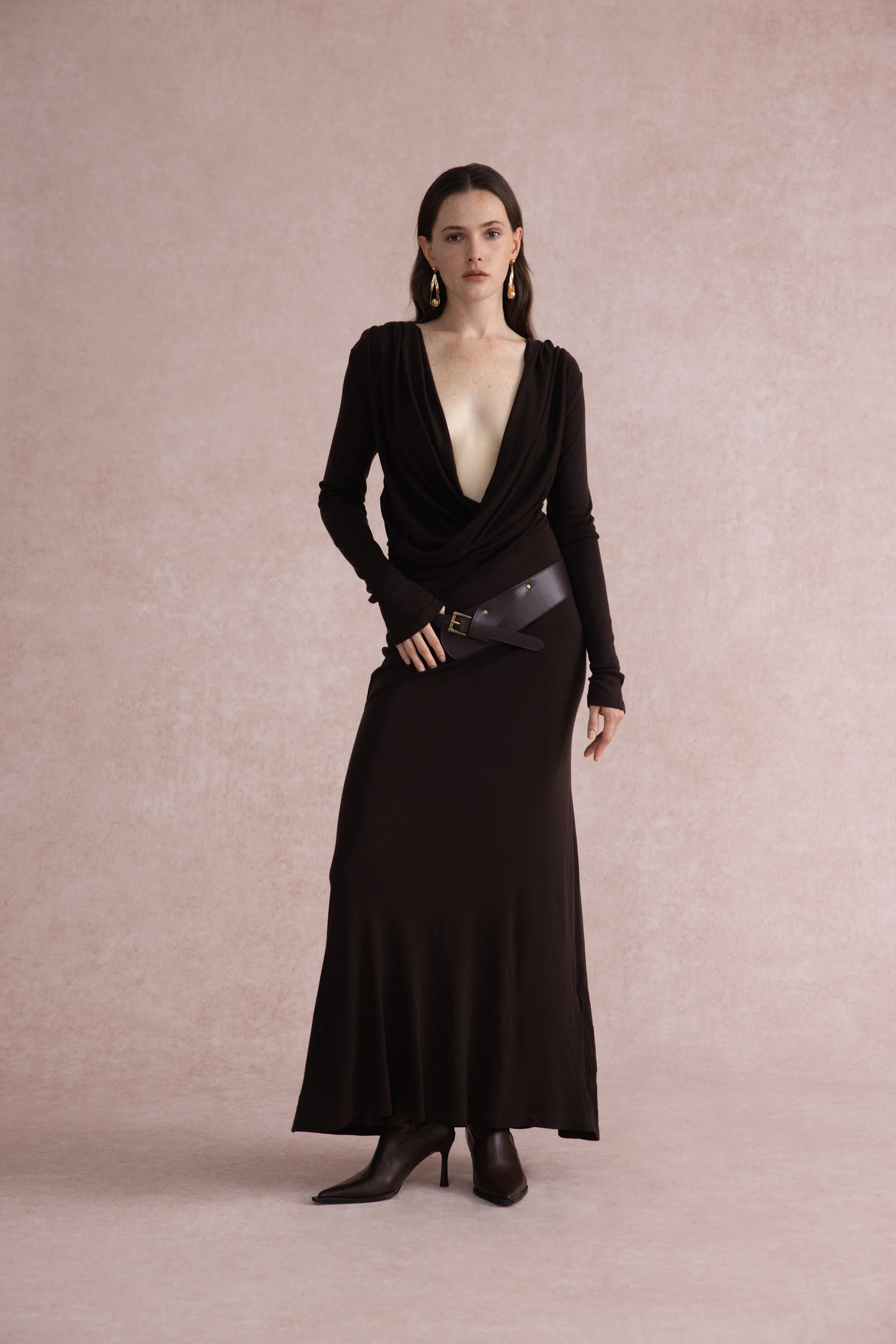 Reversible front-back maxi dress