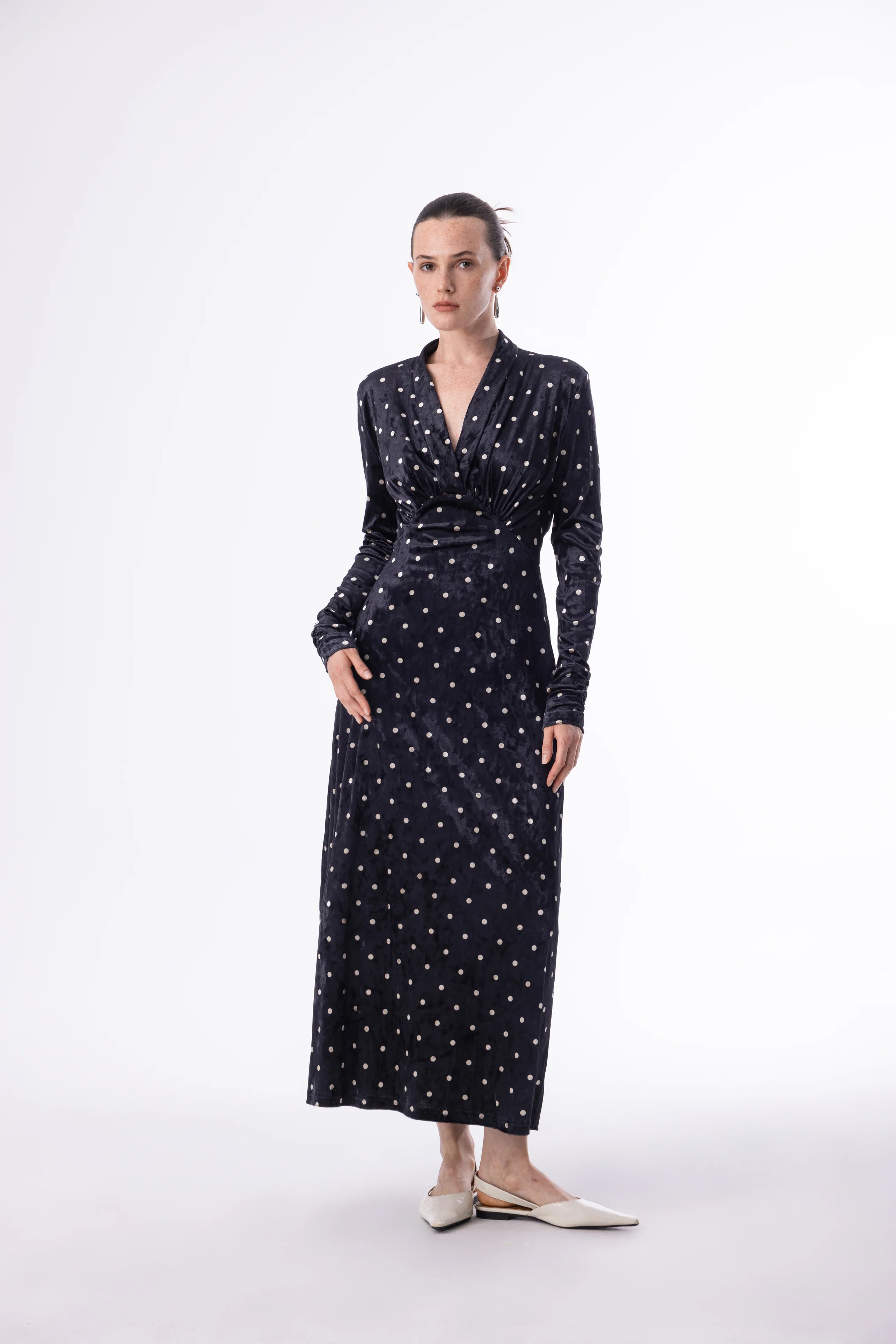 Velvet polka dot dress