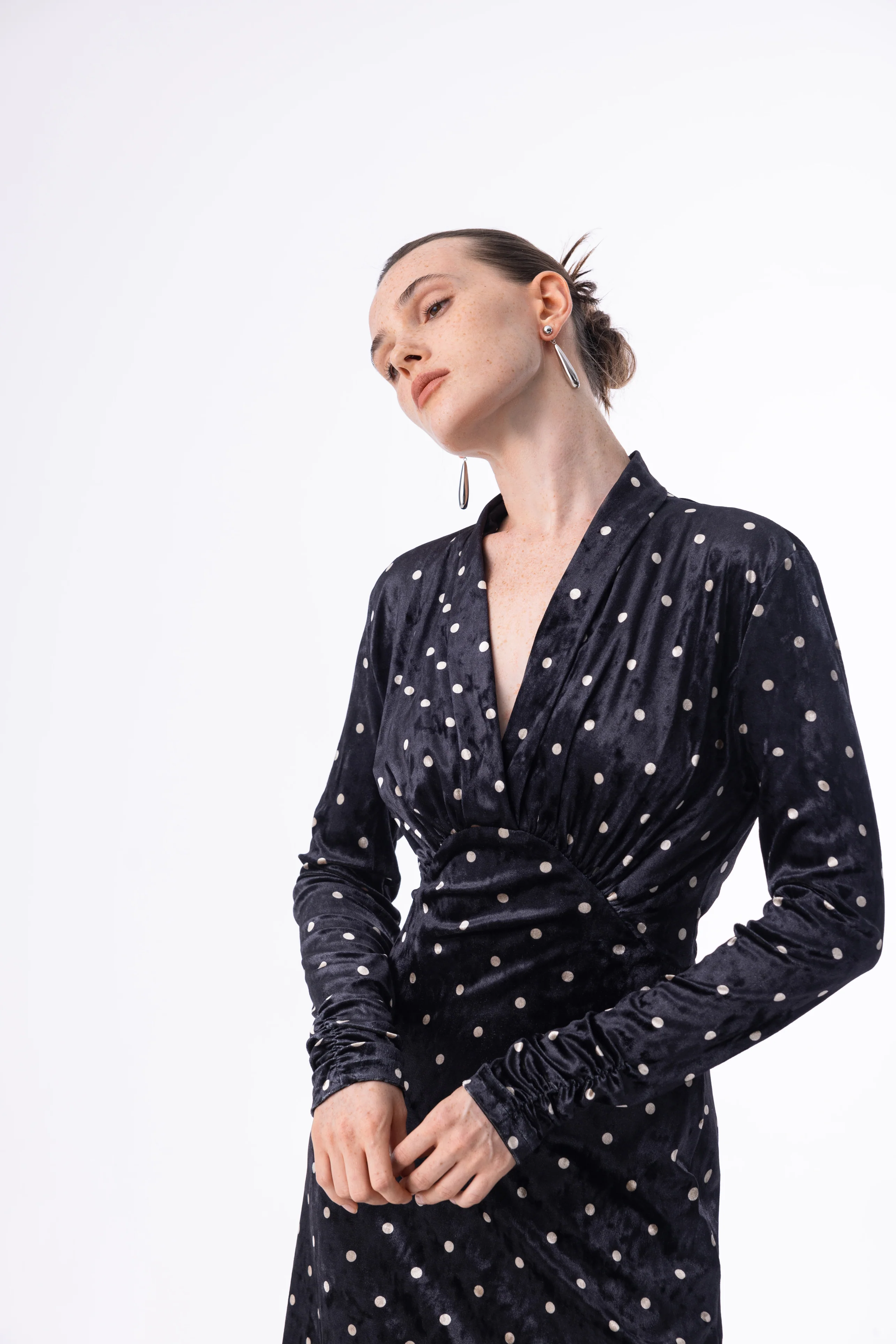 Velvet polka dot dress