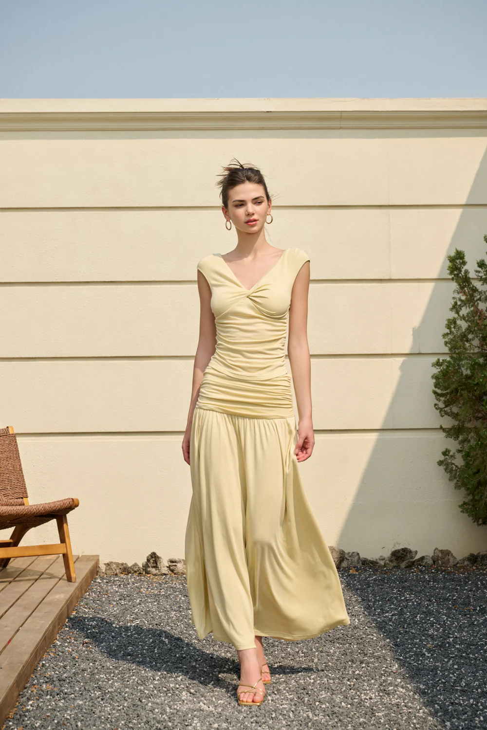 Ruched waist maxi skirt