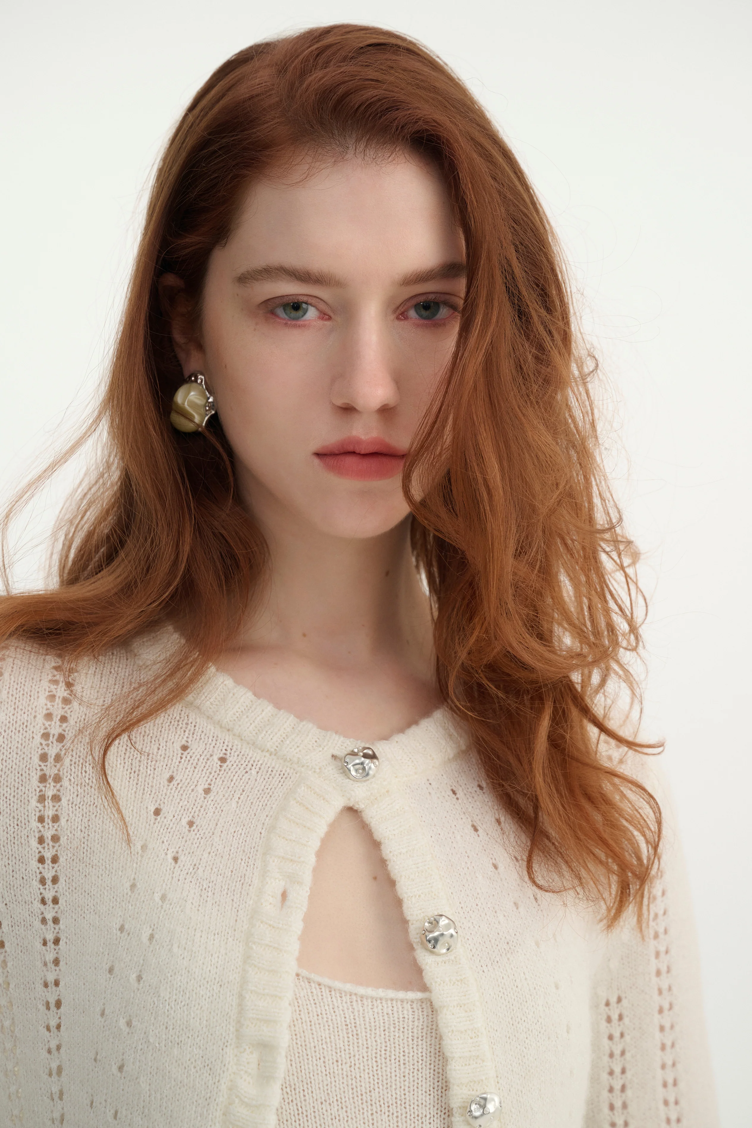 Pointelle cropped cardigan