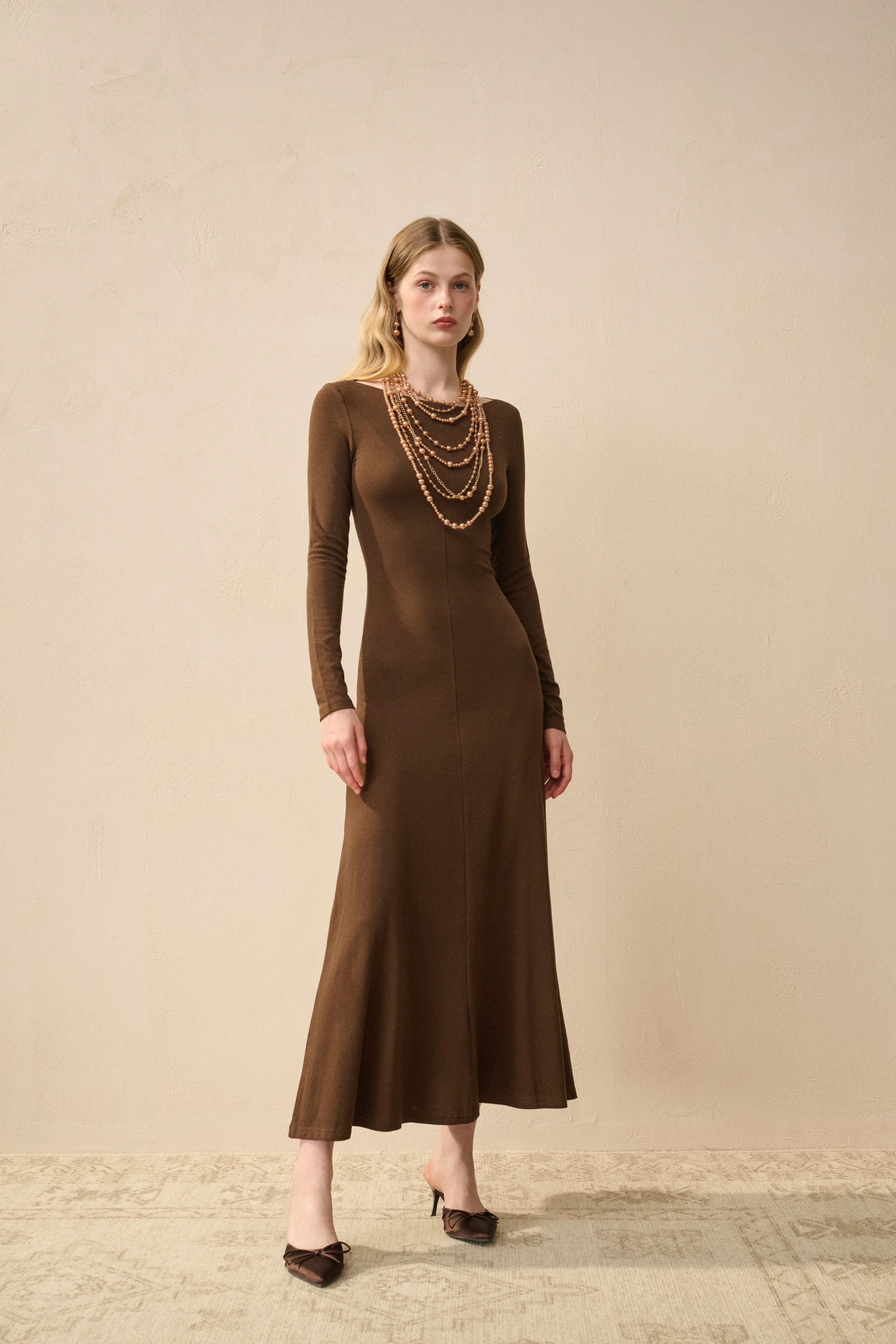 Long sleeve fit and flare dress