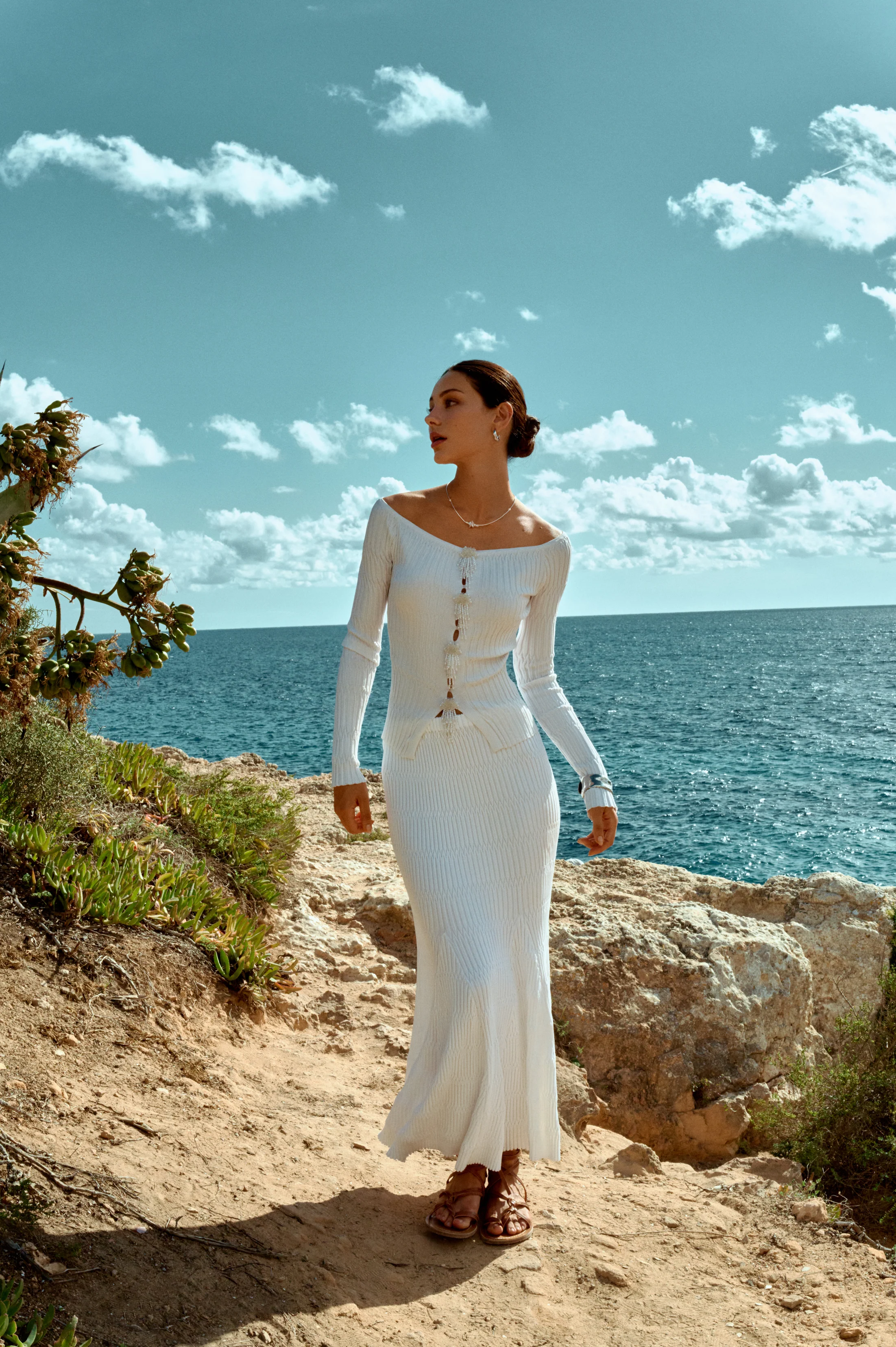 Pearl tassel top & maxi skirt