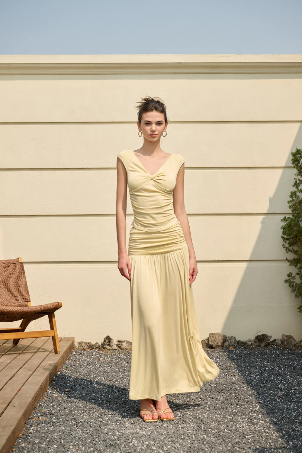 V neck ruched waist top