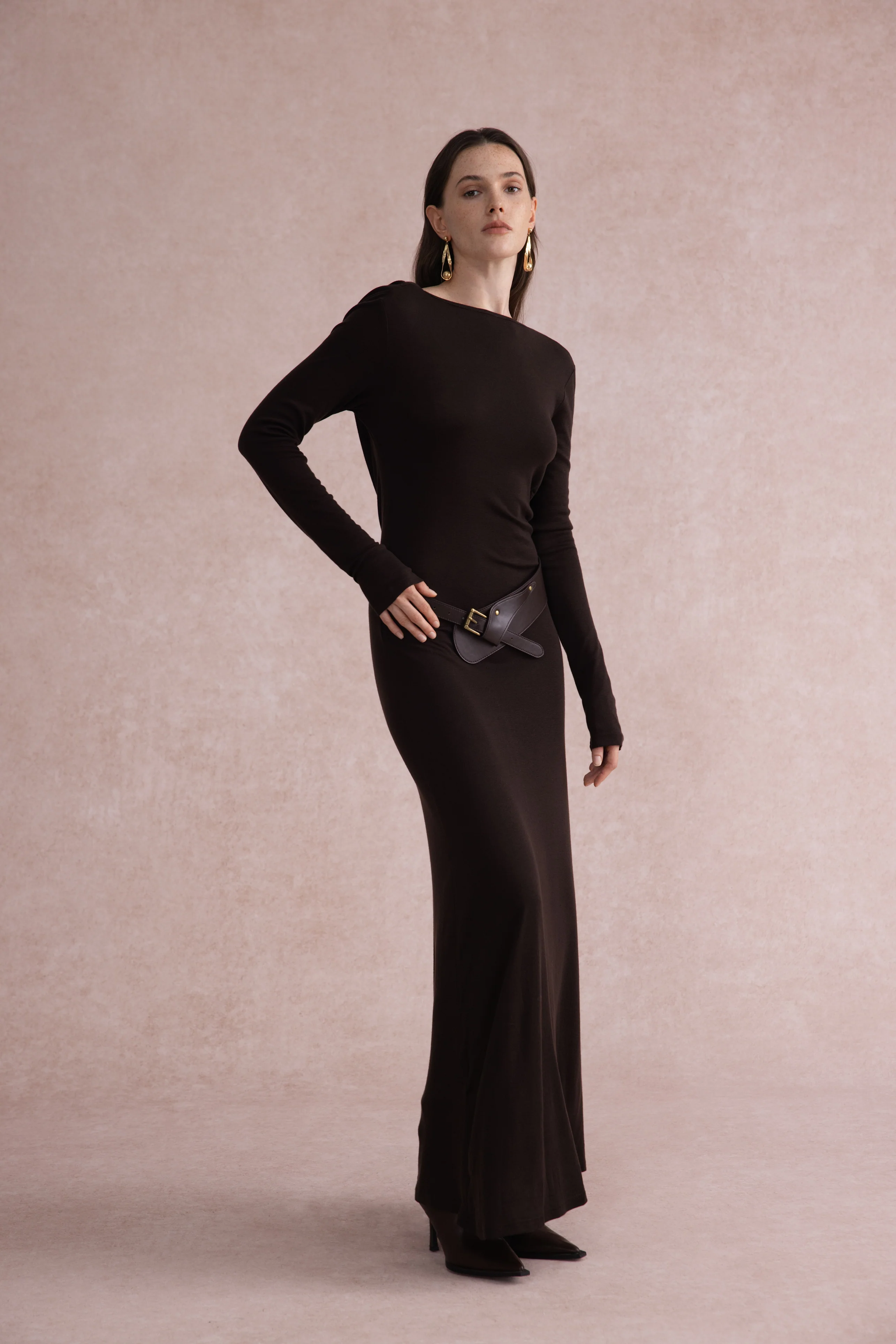 Reversible front-back maxi dress