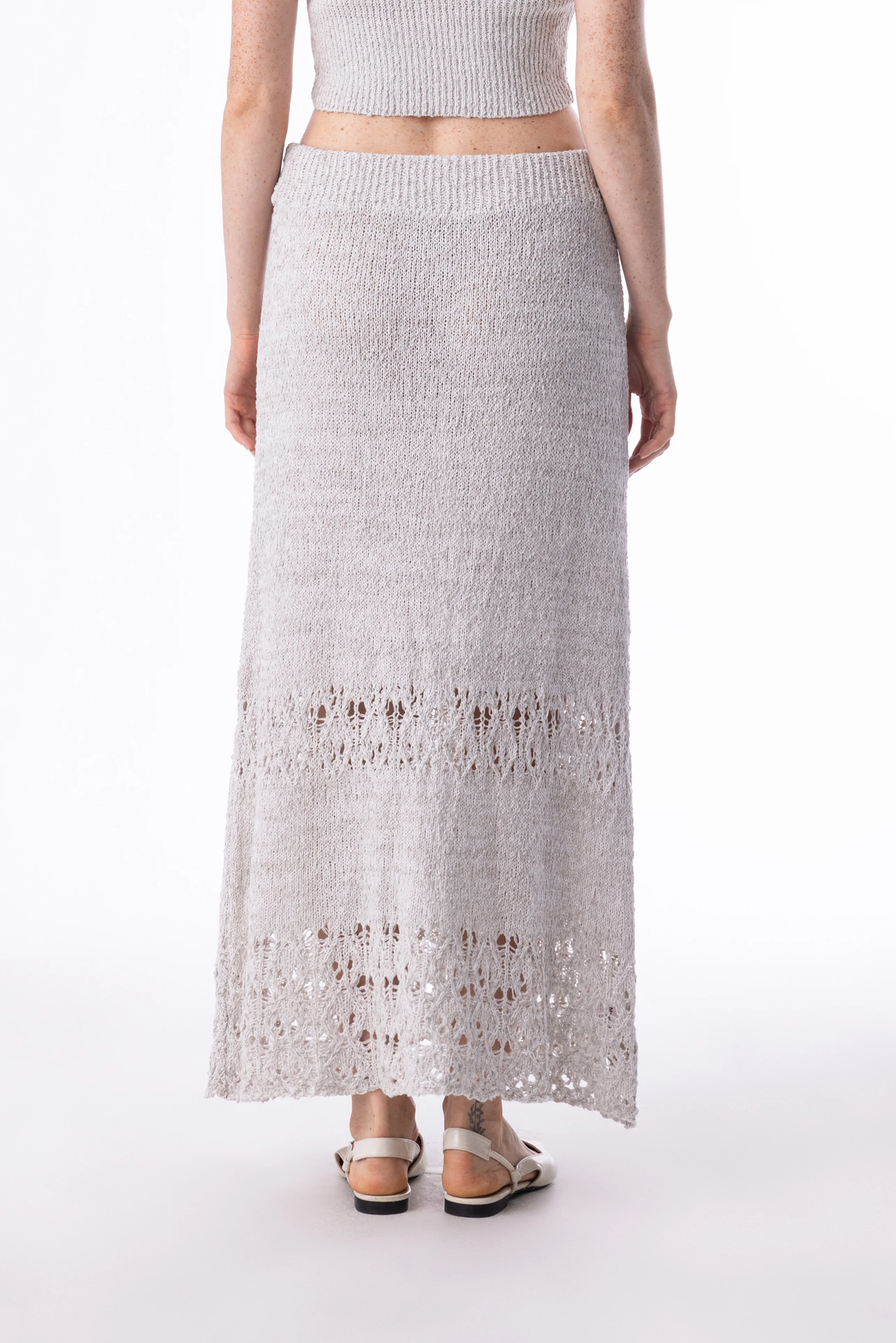 Lightweight openwork maxi skirt