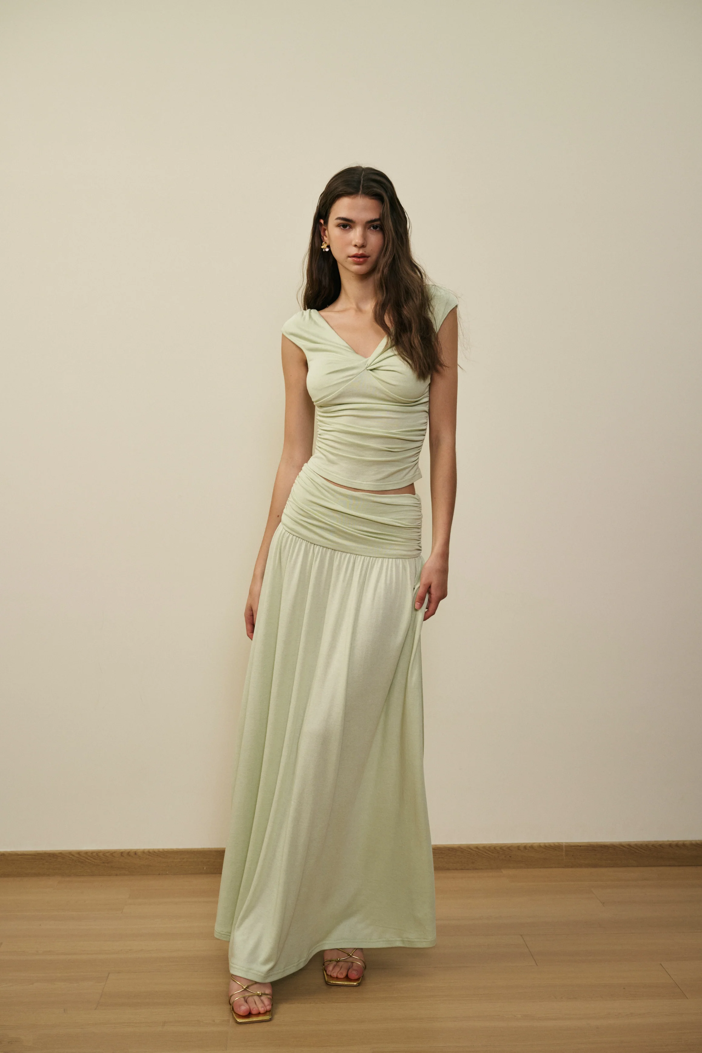 V neck ruched waist top