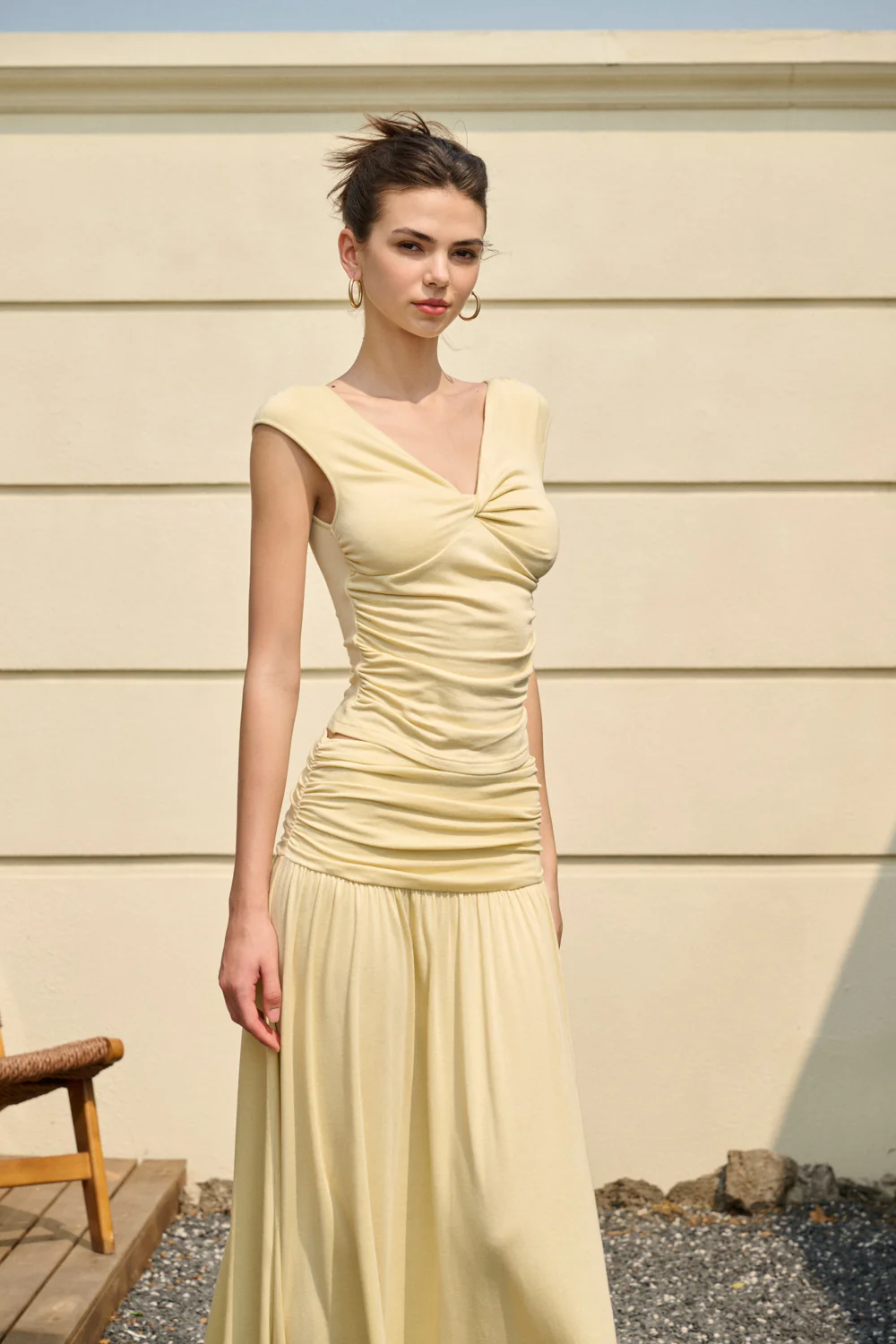 V neck ruched waist top