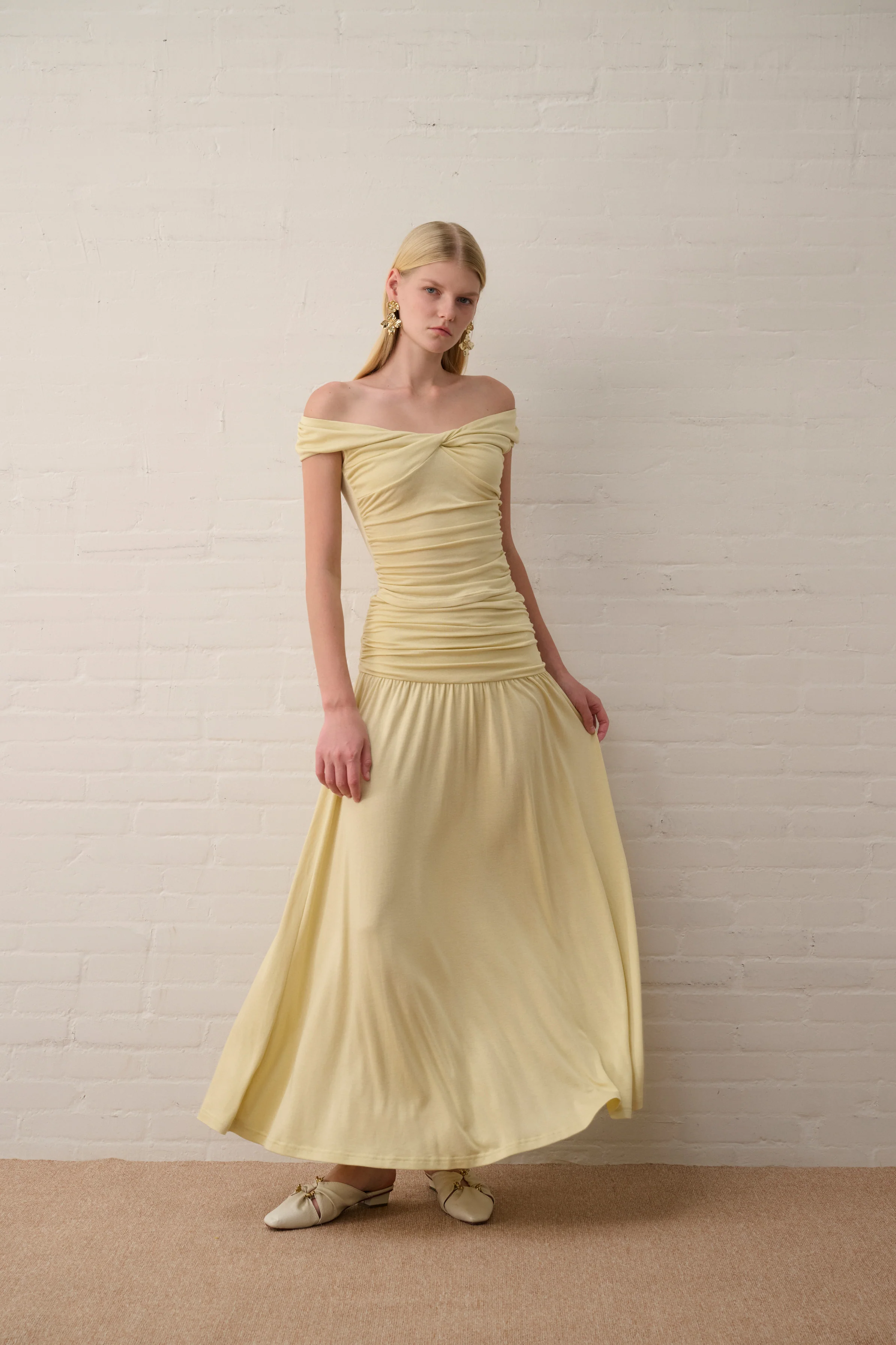 Ruched waist maxi skirt