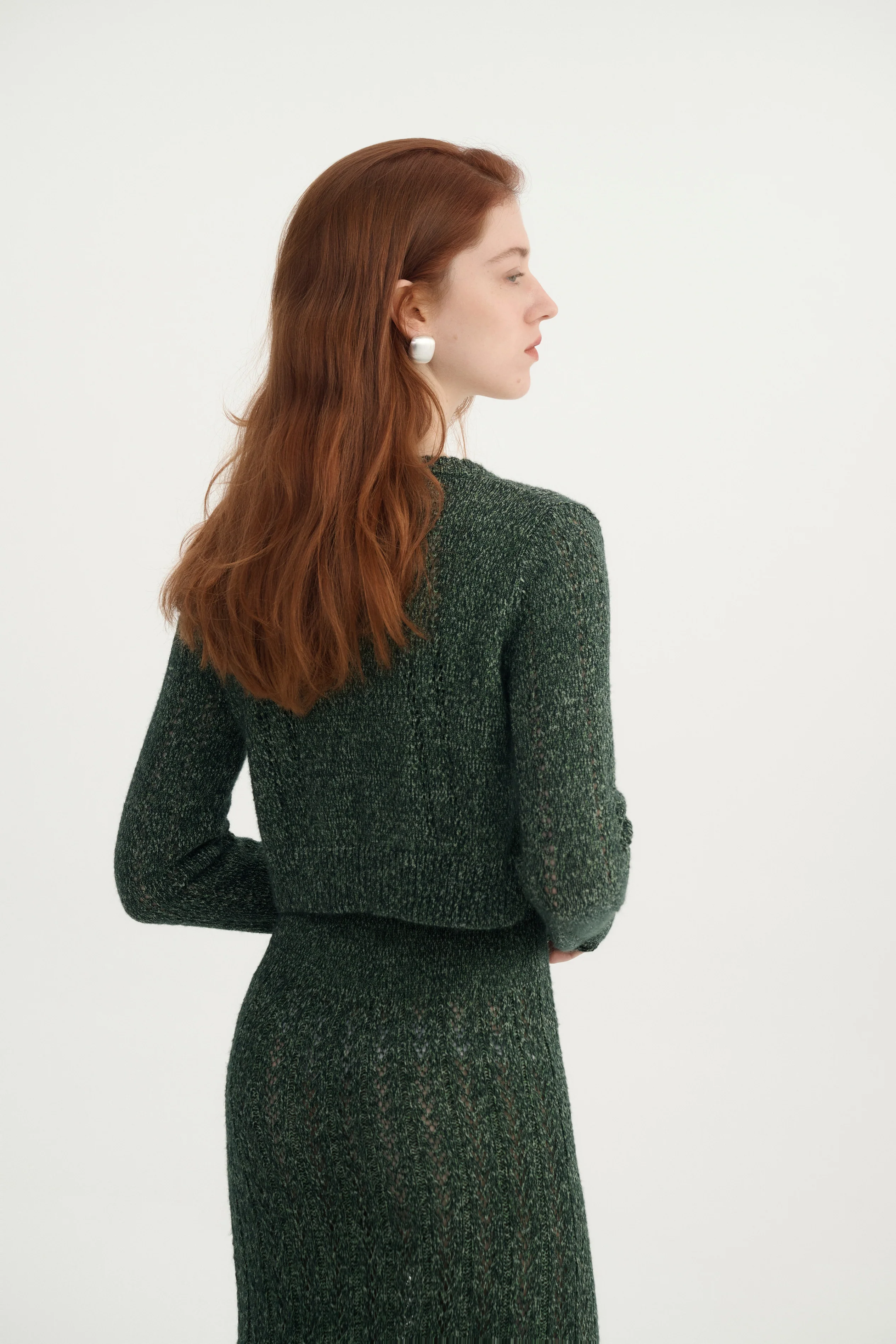 Pointelle cropped cardigan