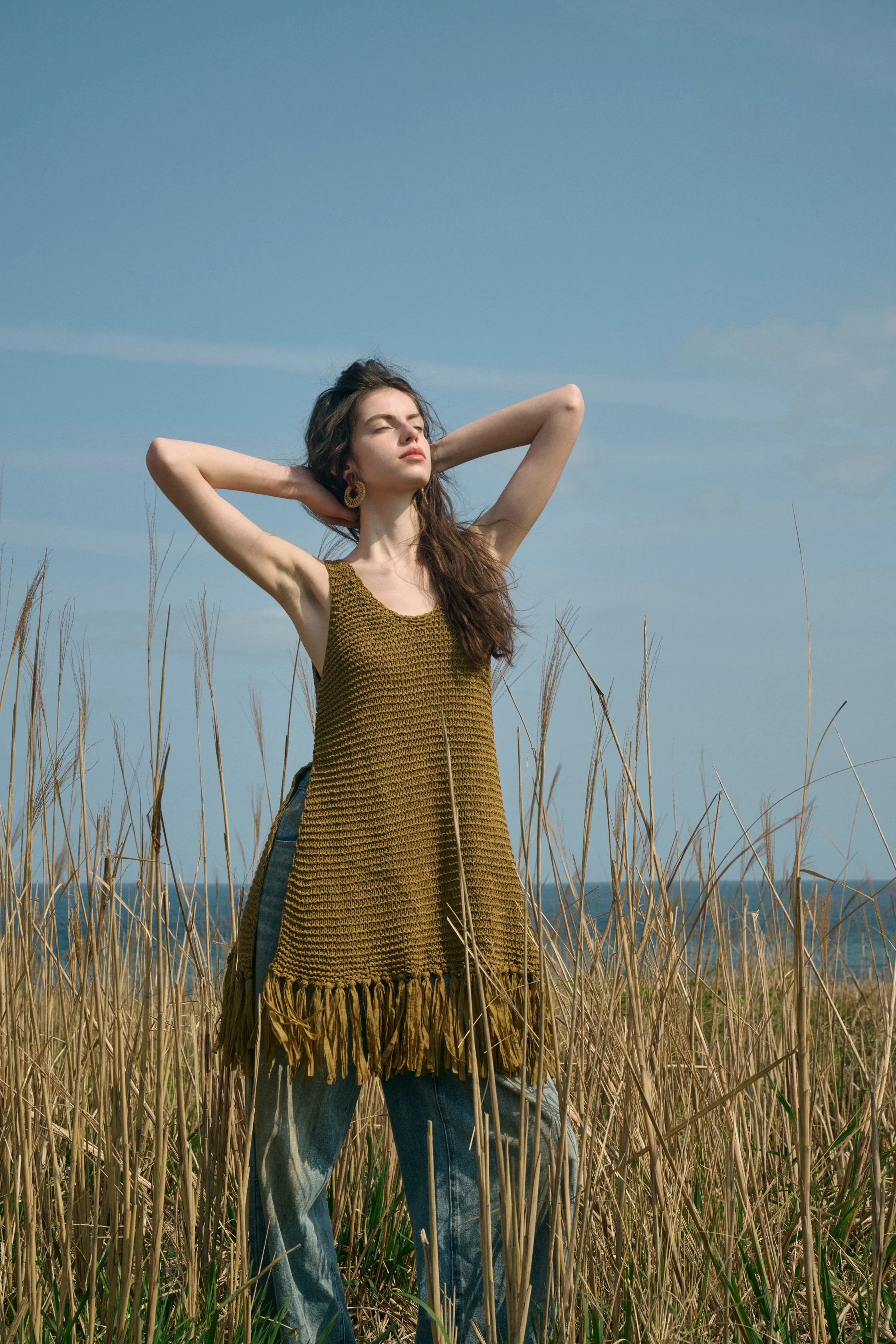 Fringed side slit vest