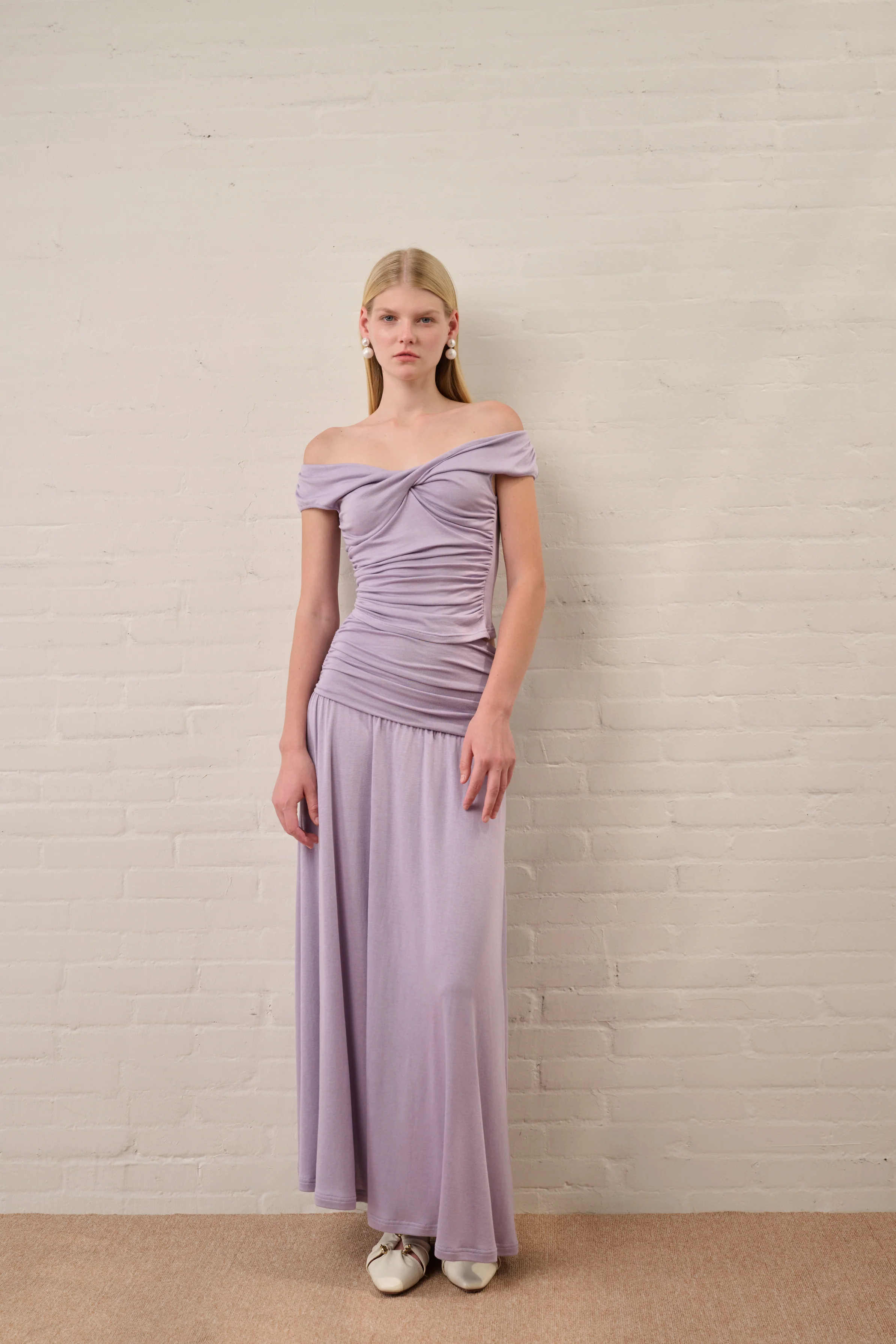 Ruched waist maxi skirt