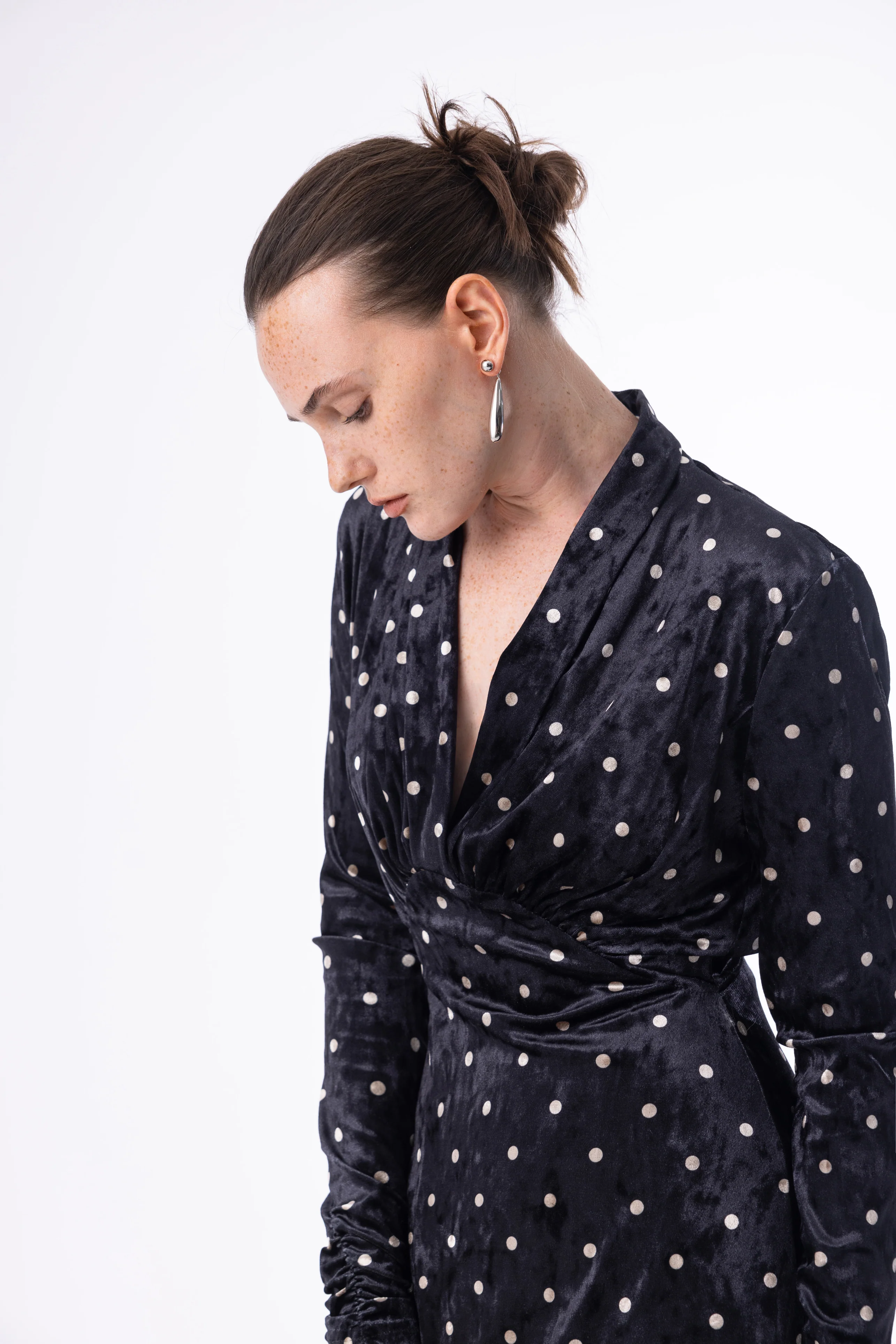 Velvet polka dot dress