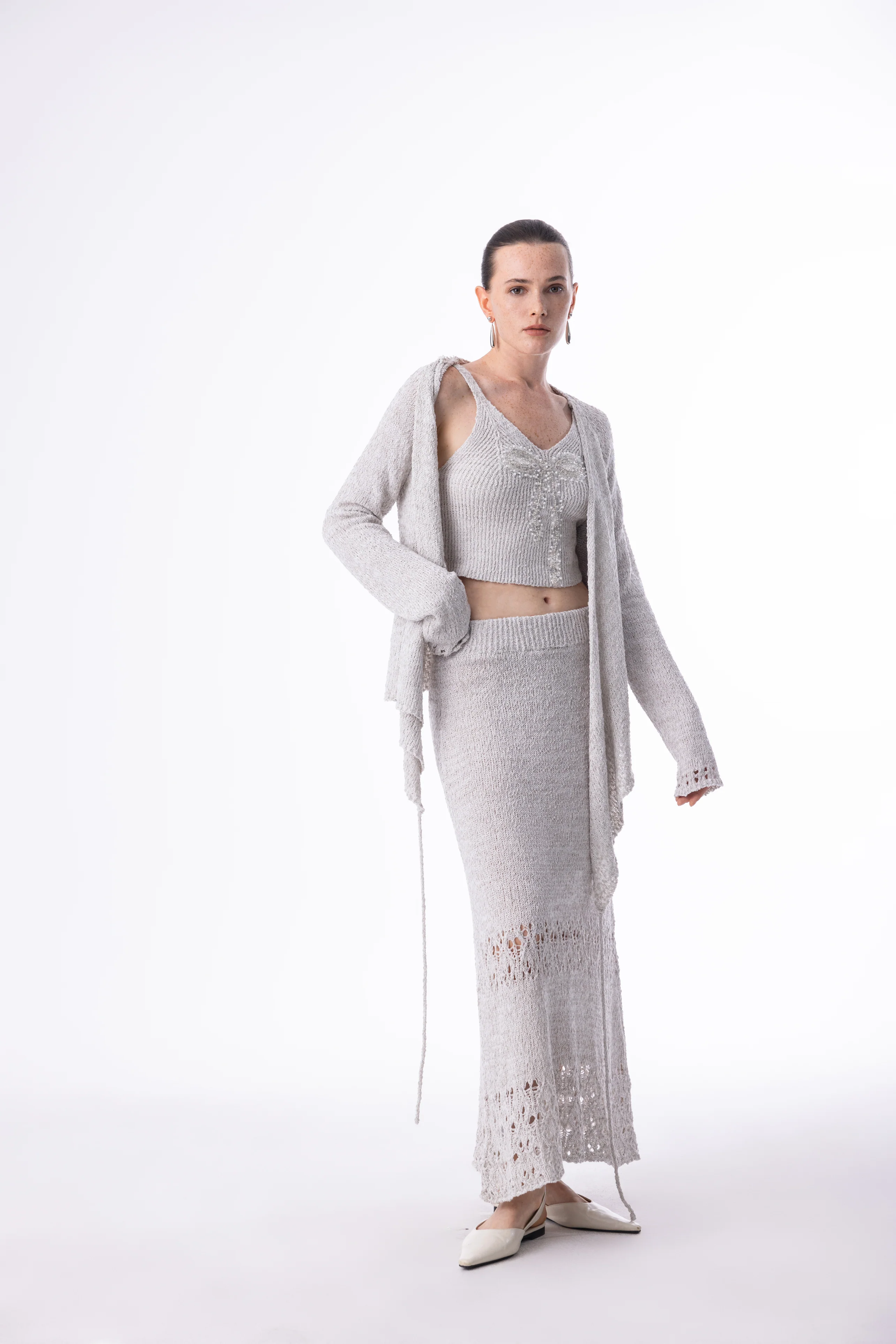 Lightweight openwork maxi skirt