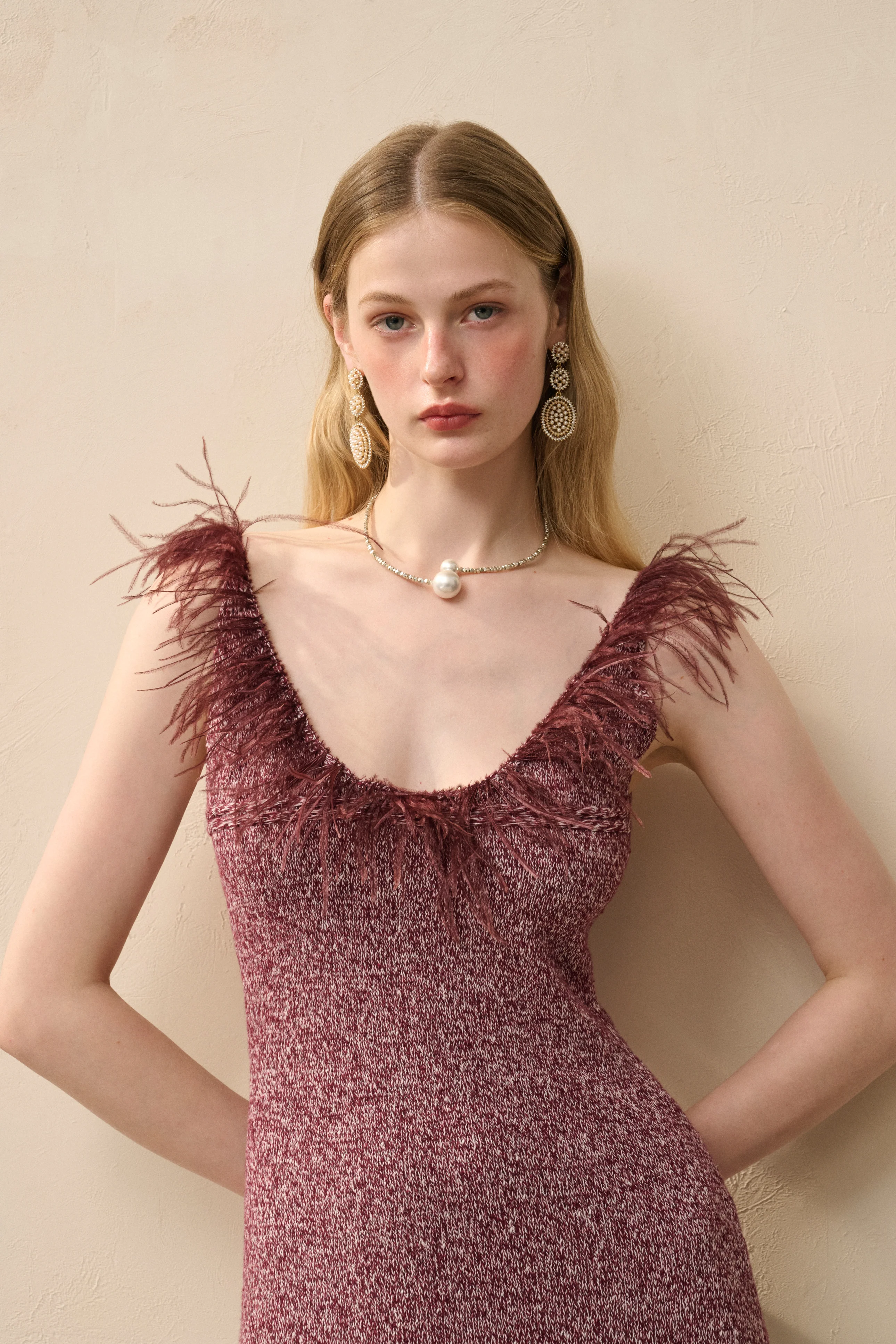 Scoop neck cotton wool dress