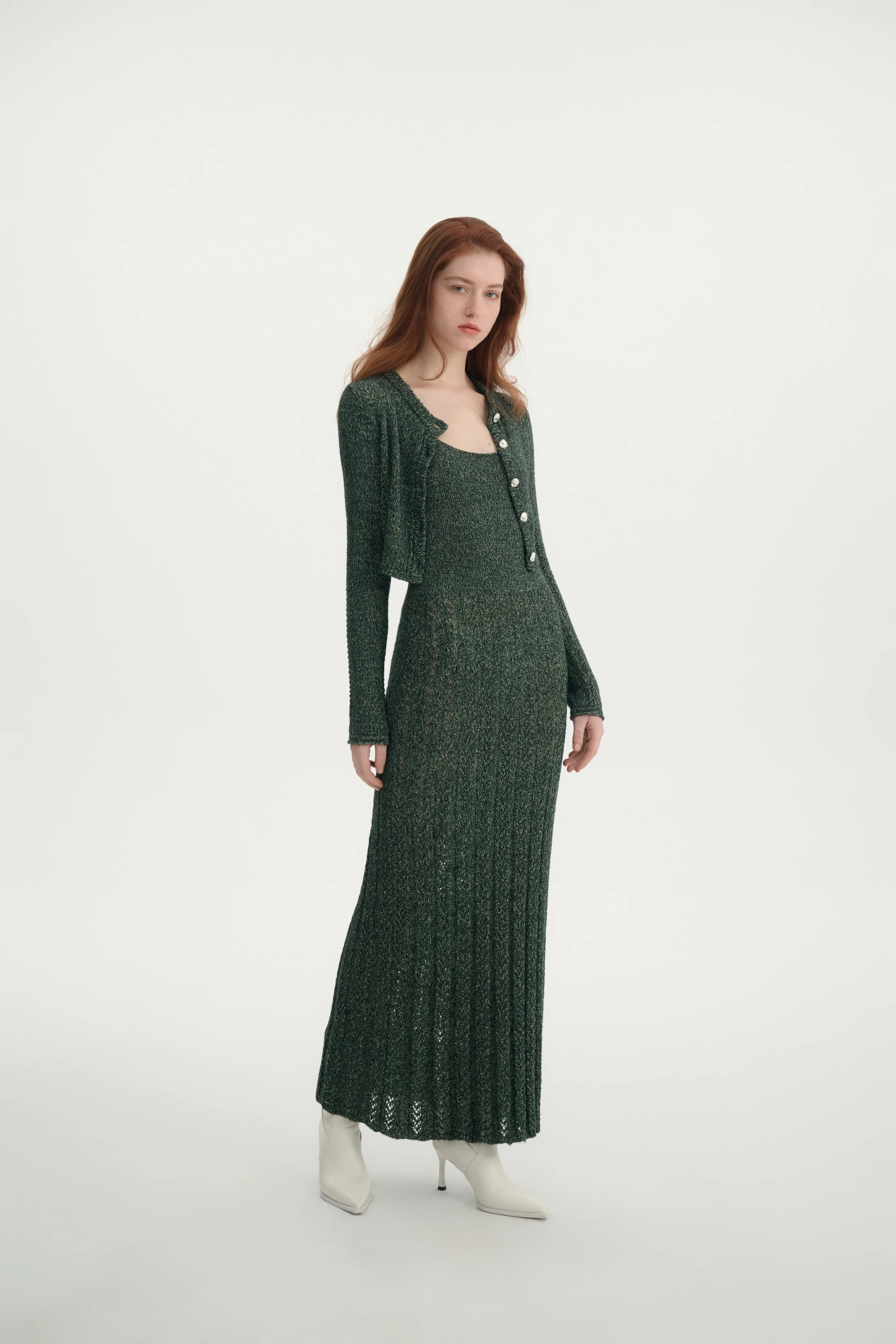 Pointelle cropped cardigan