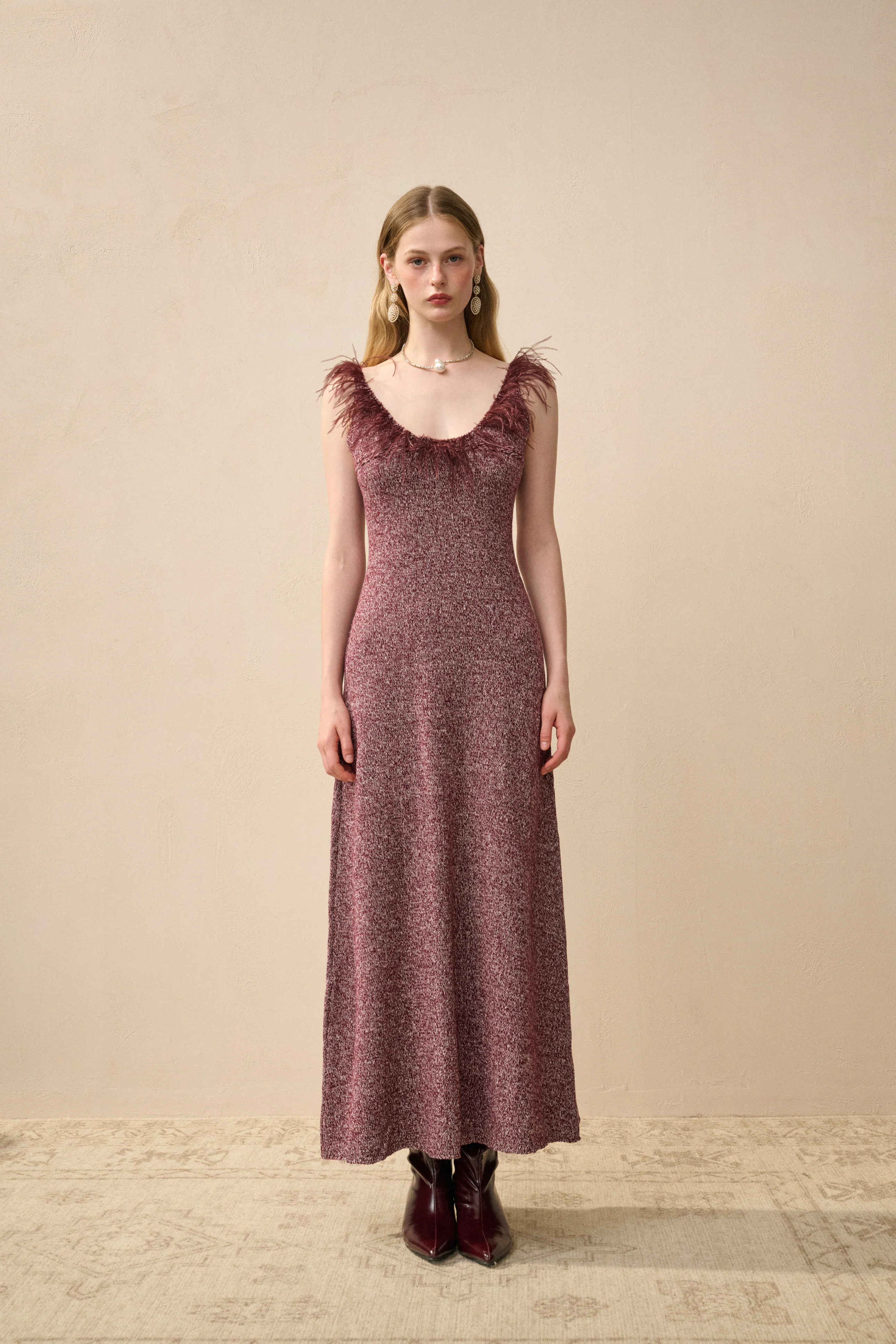 Scoop neck cotton wool dress