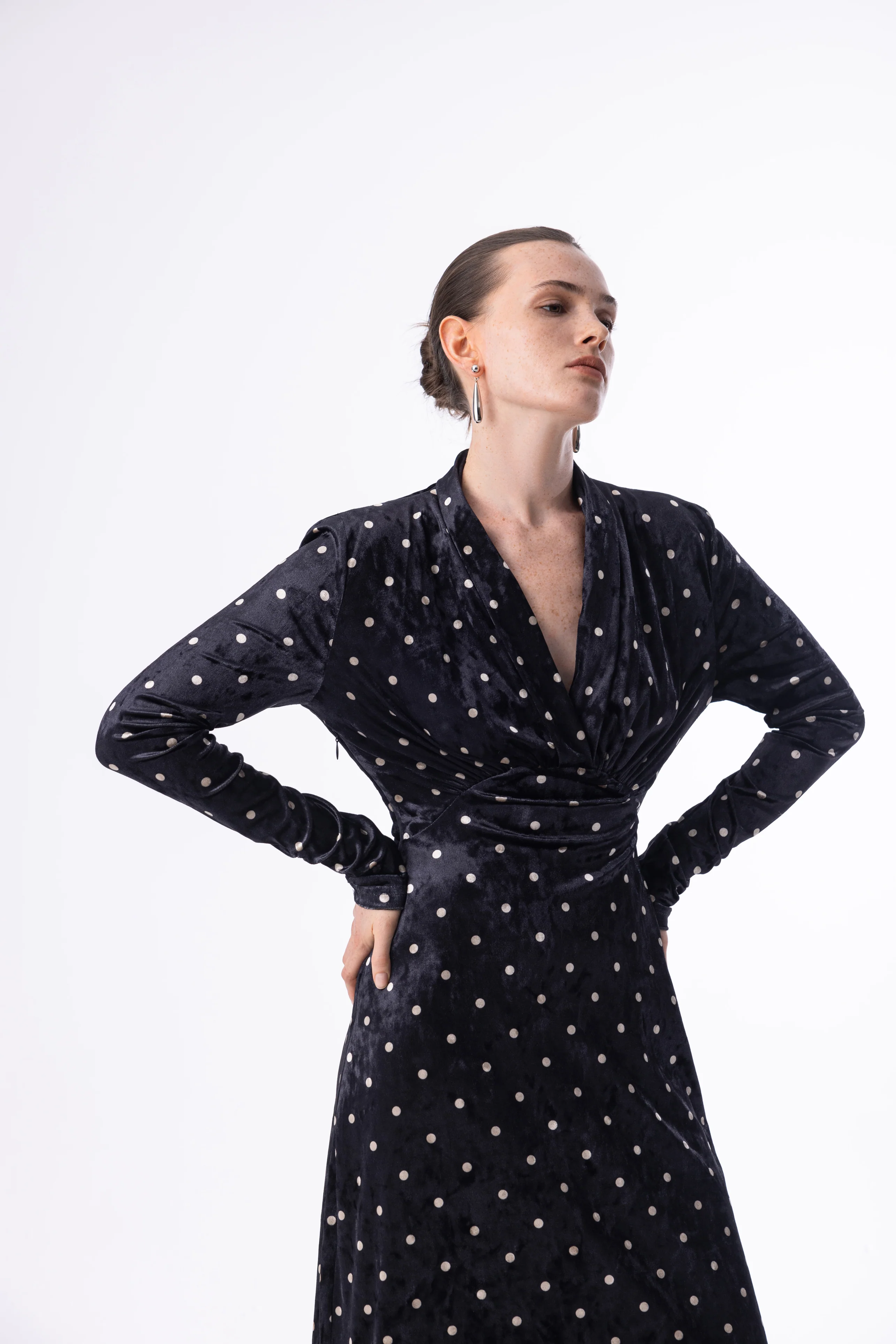 Velvet polka dot dress