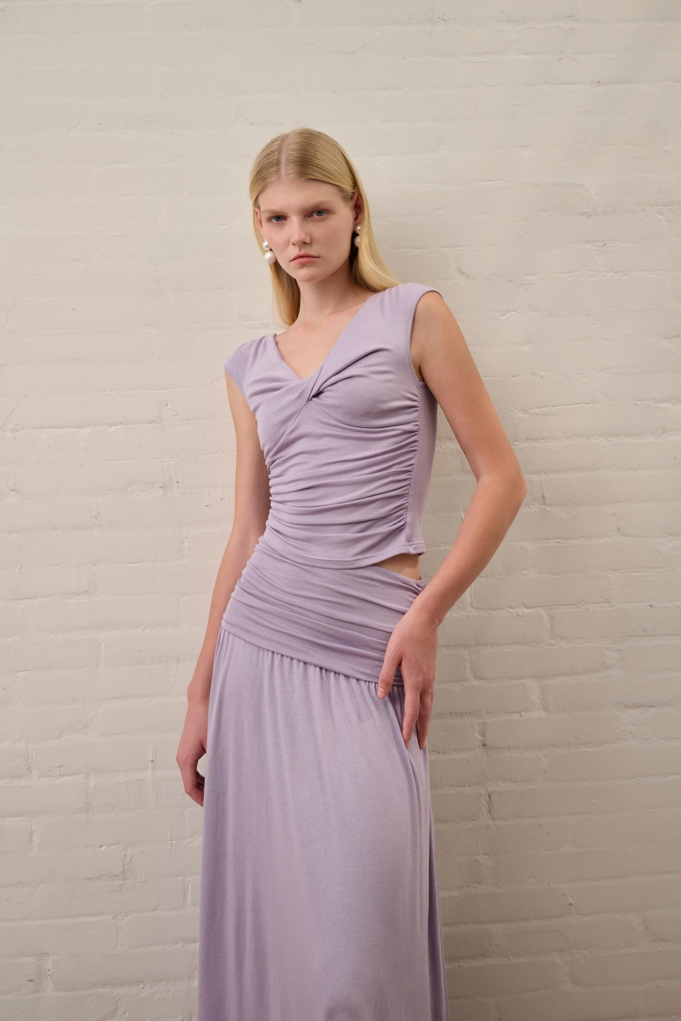 V neck ruched waist top