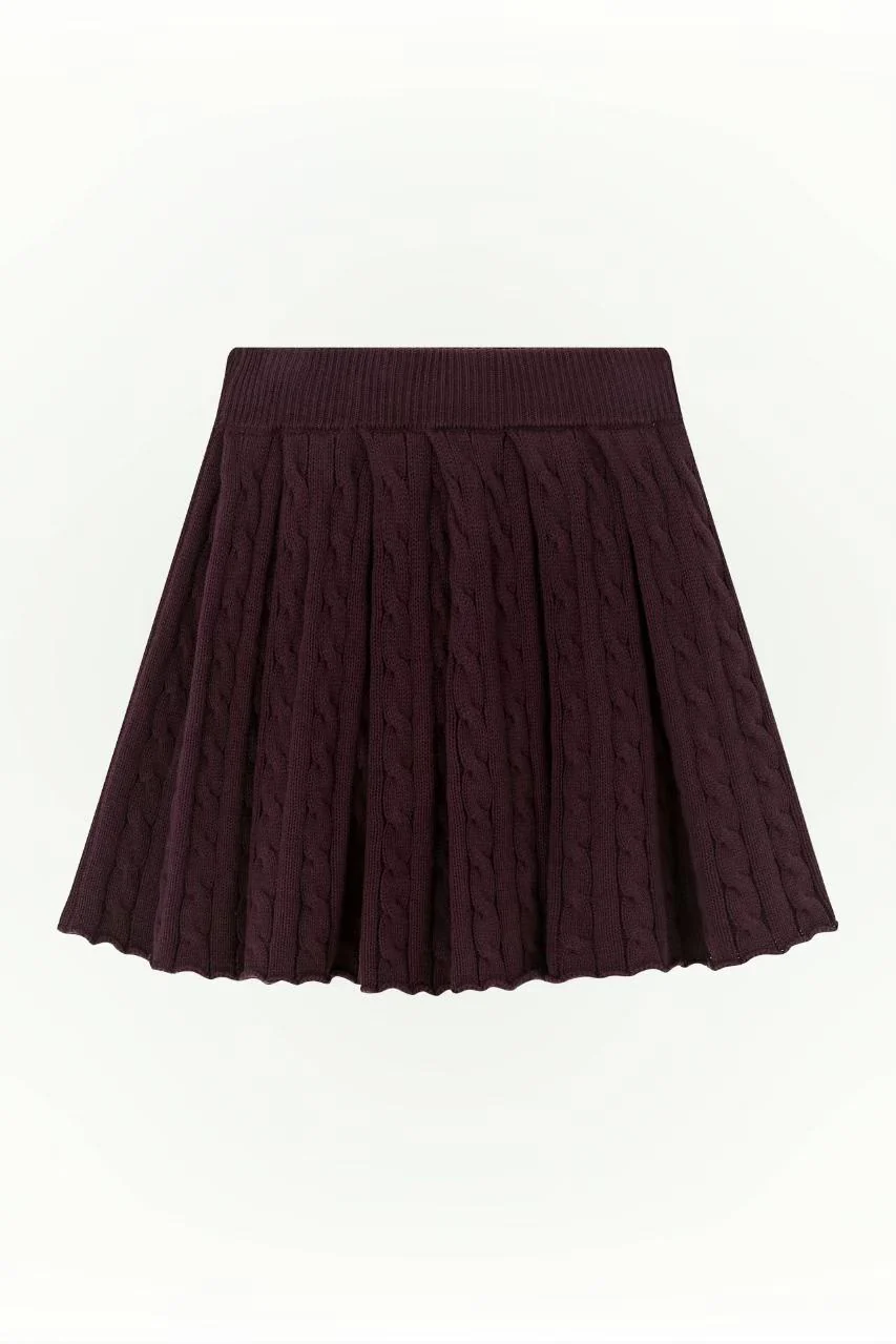 Cable knit mini skirt