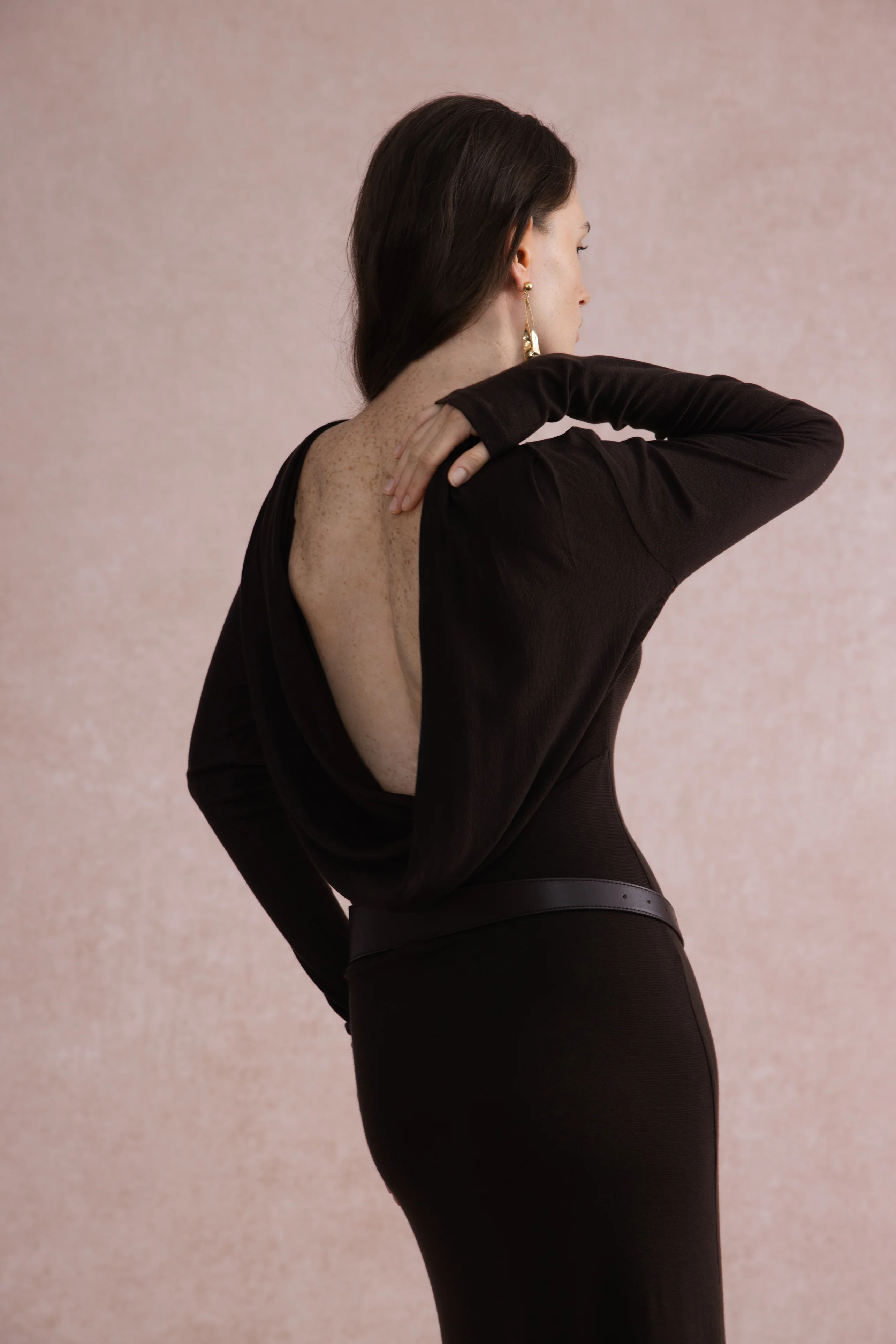 Reversible front-back maxi dress