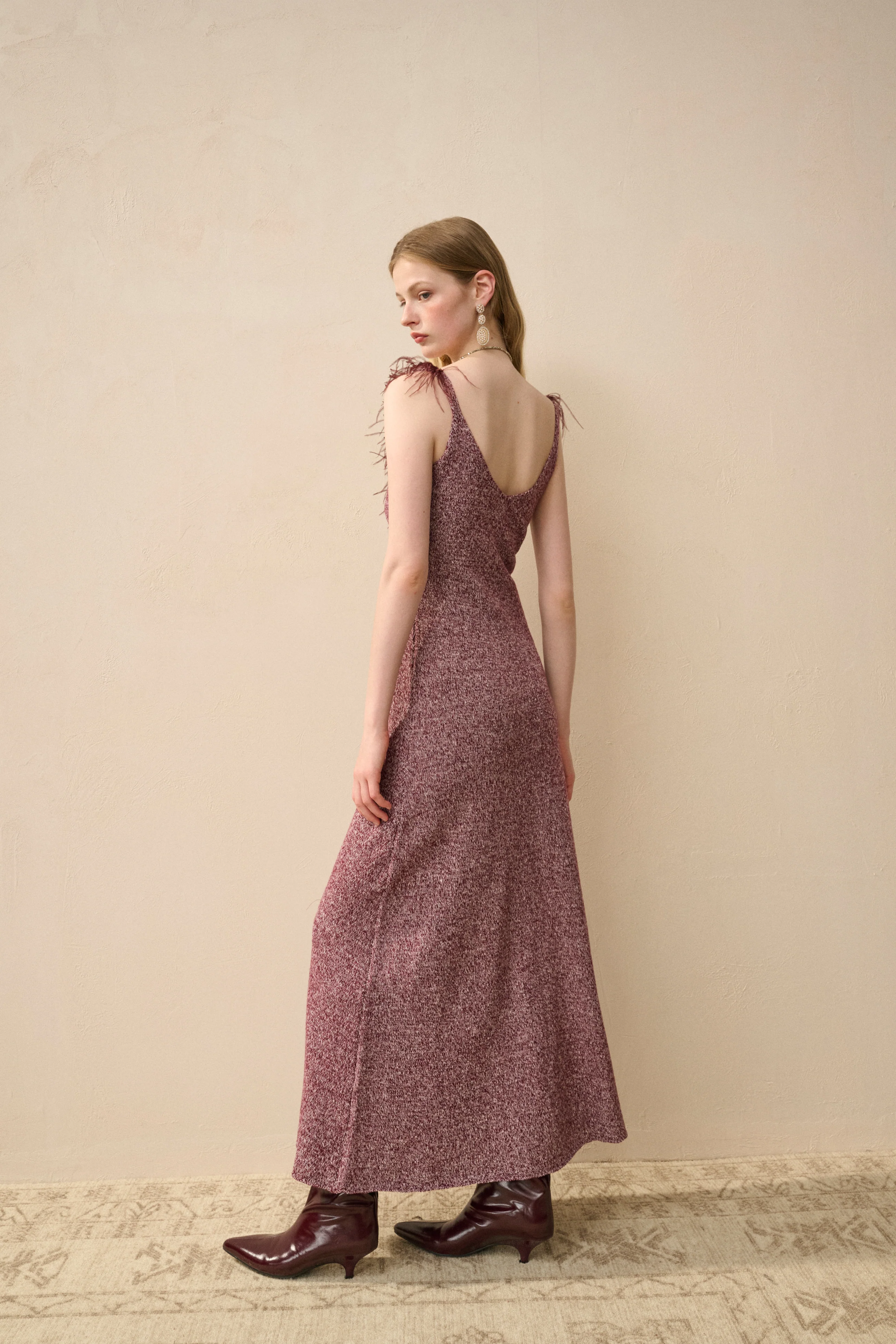 Scoop neck cotton wool dress